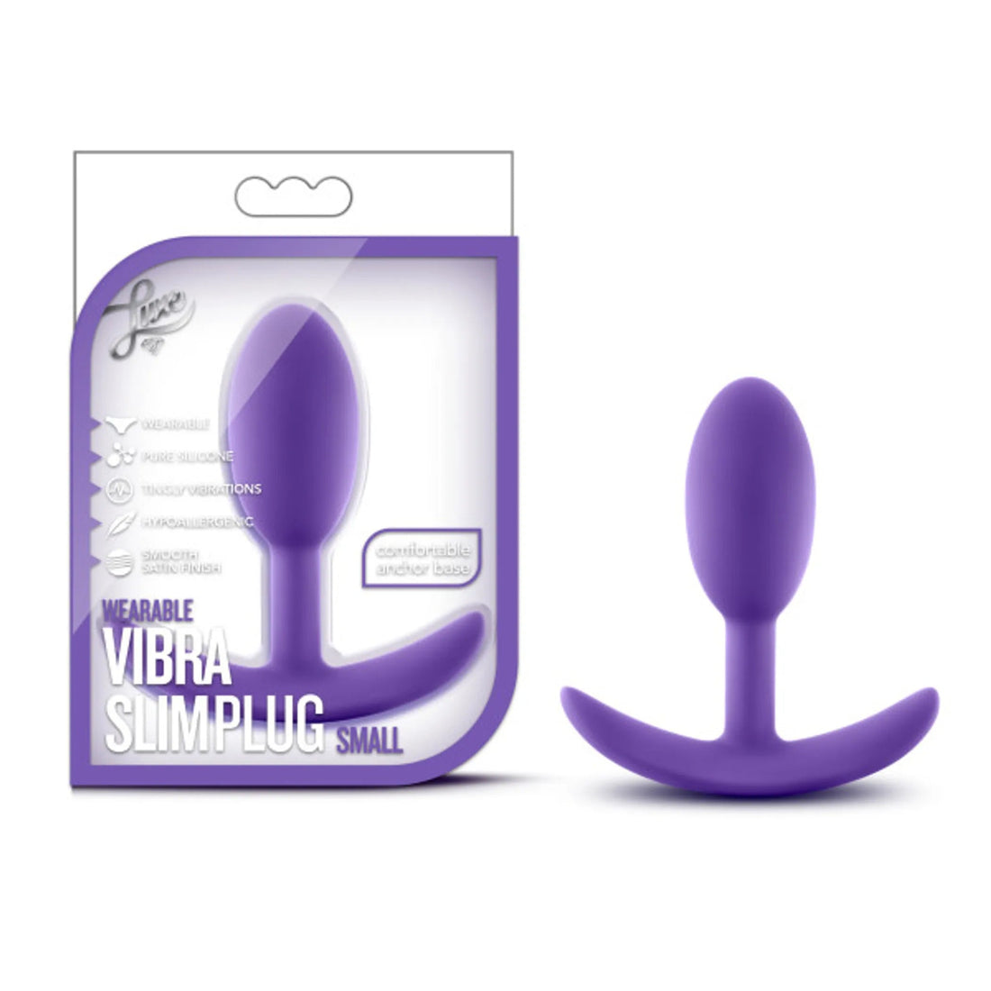 Luxe Wearable Vibra Slim Plug Small Purple Blush Novelties