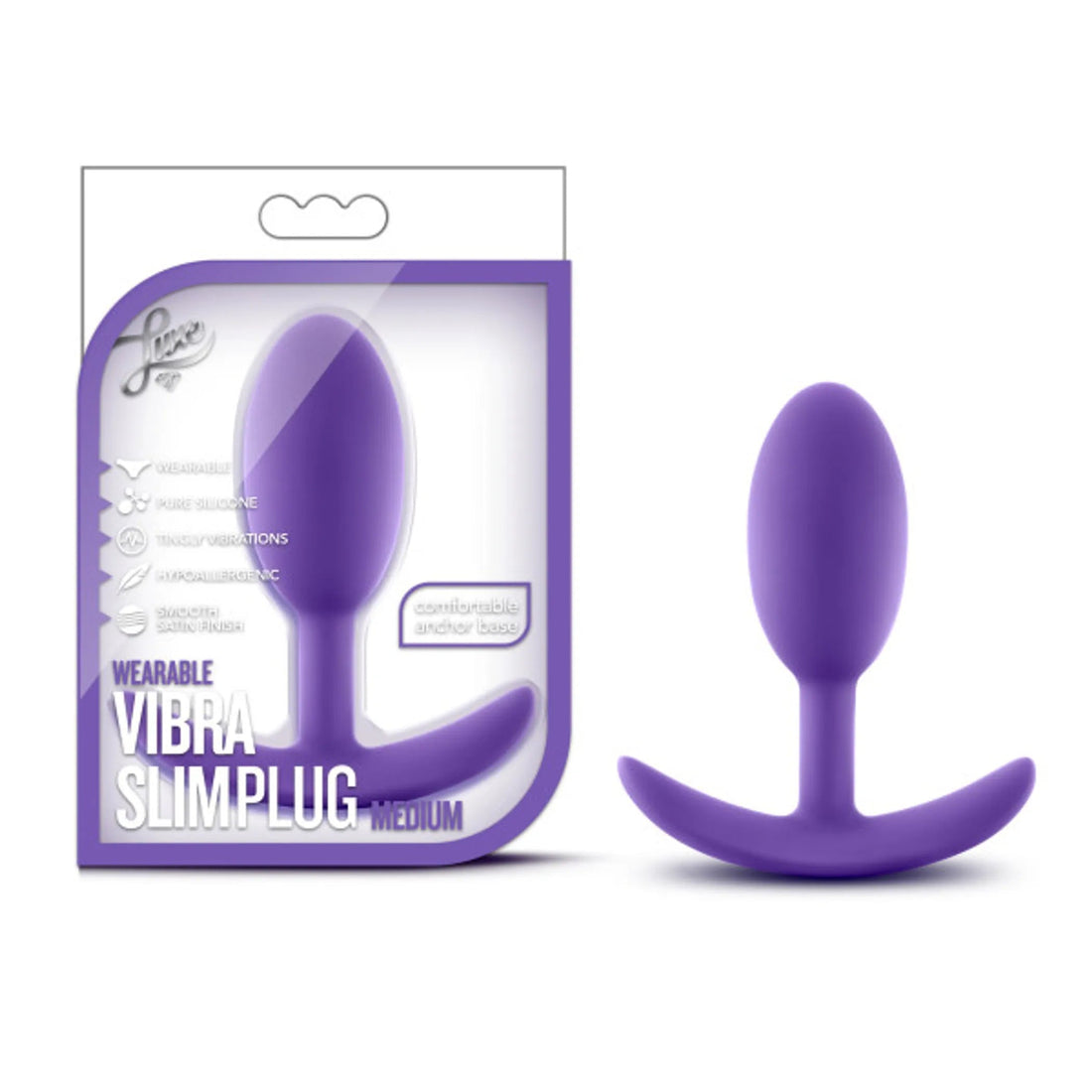Luxe Wearable Vibra Slim Plug Medium Purple Blush Novelties