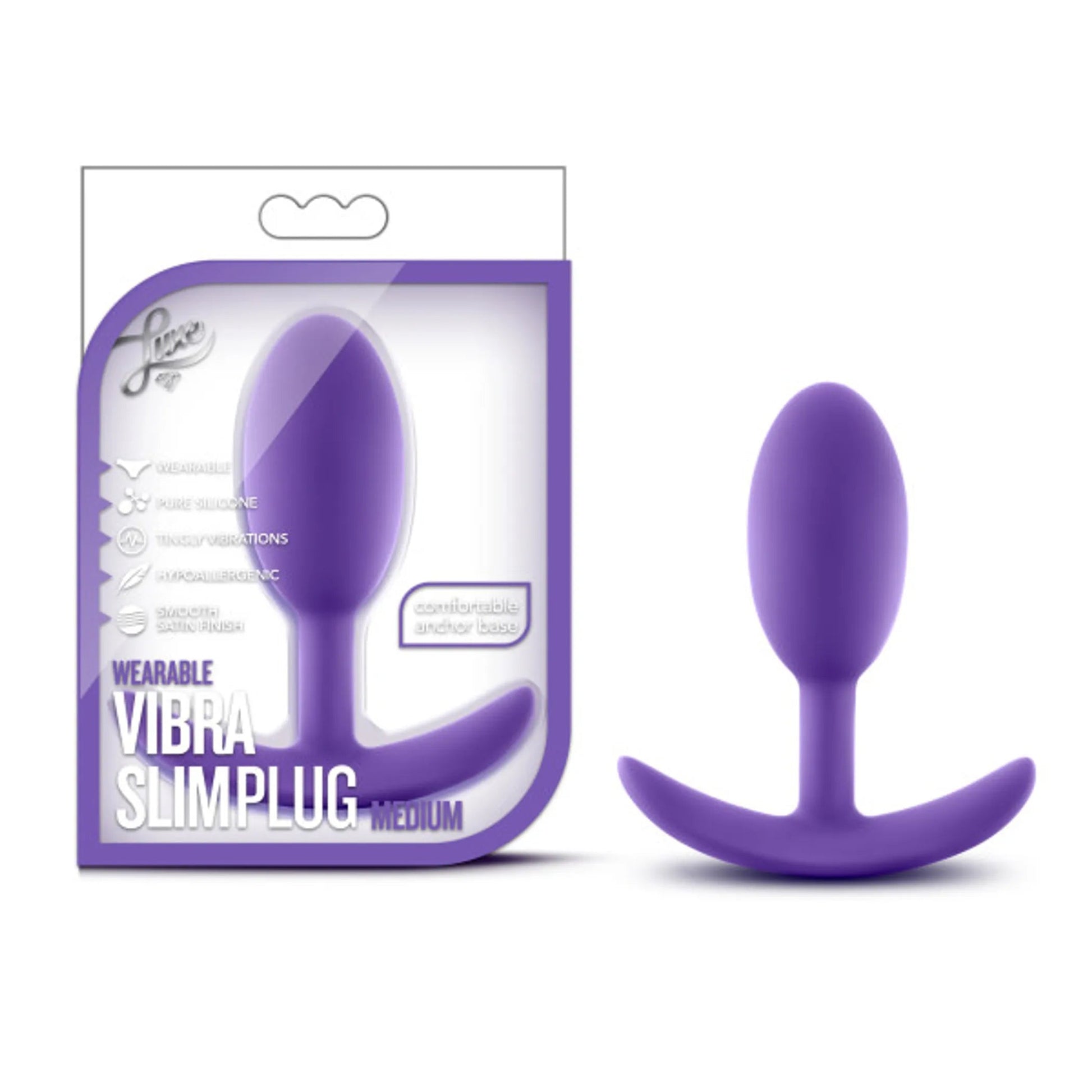 Luxe Wearable Vibra Slim Plug Medium Purple Blush Novelties