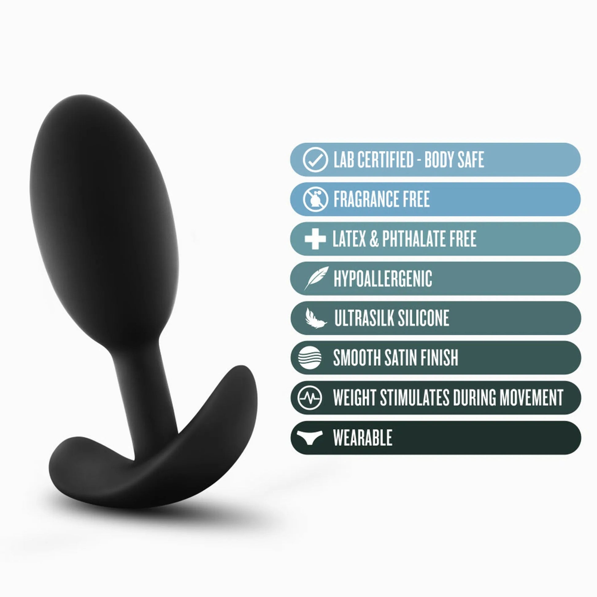 Anal Adventures Platinum Silicone Vibra Slim Plug Medium Black Blush Novelties