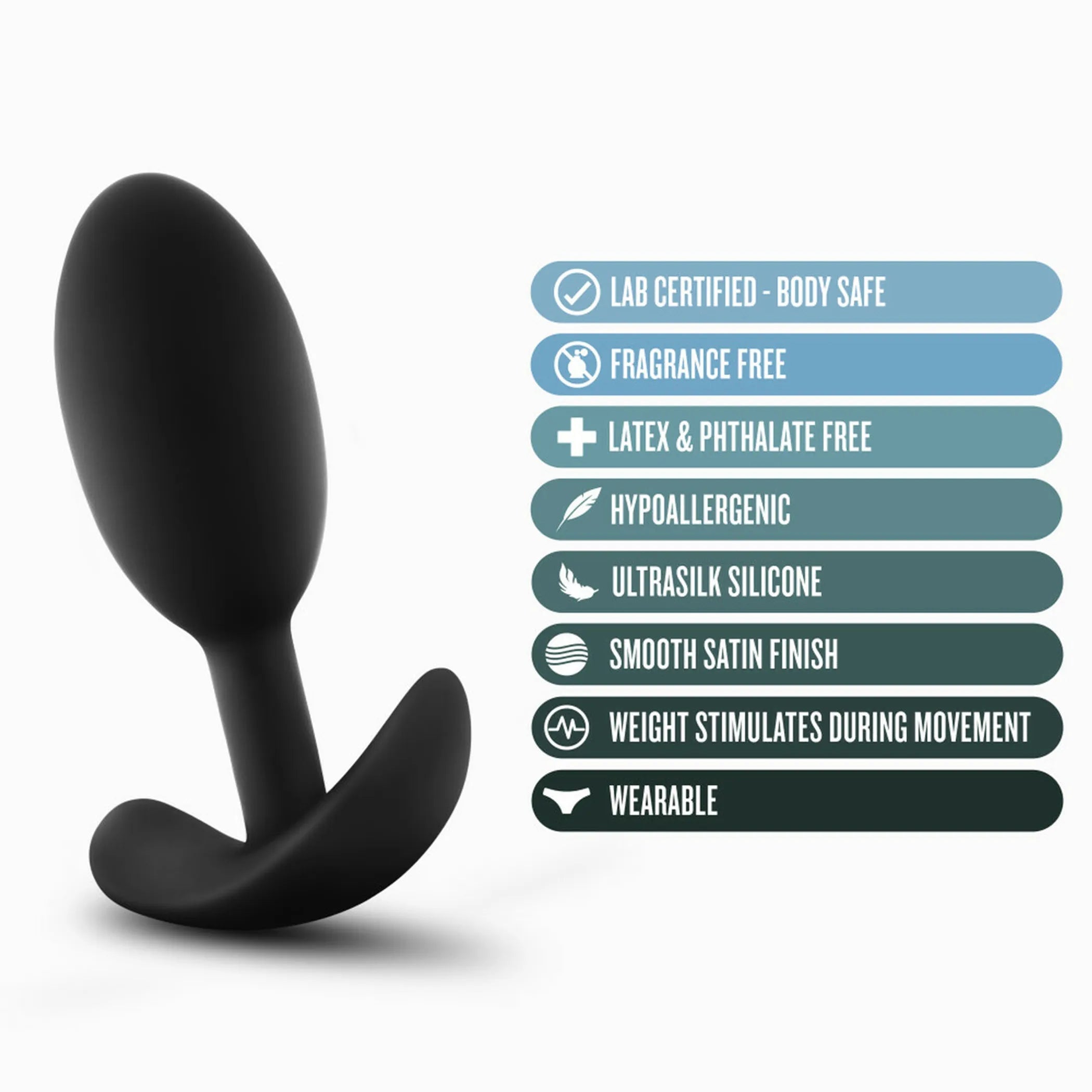 Anal Adventures Platinum Silicone Vibra Slim Plug Medium Black Blush Novelties