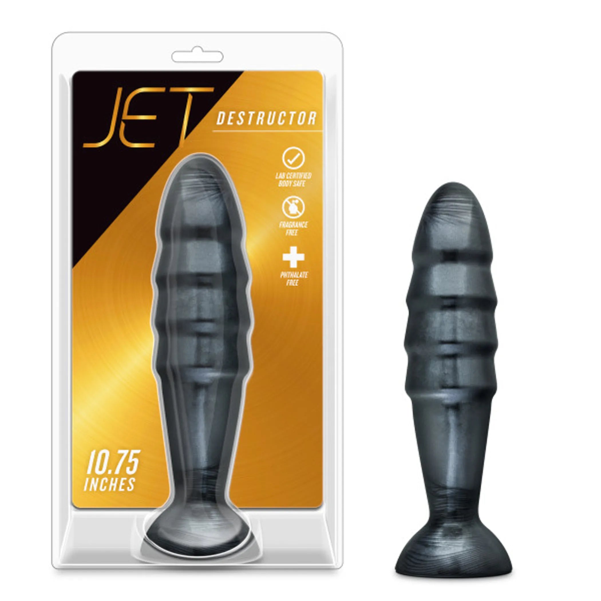 Jet Destructor Carbon Metallic Black Butt Plug Blush Novelties