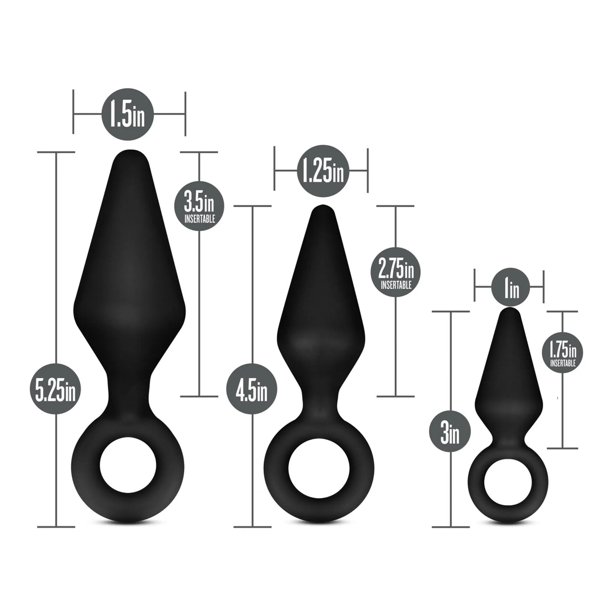 Anal Adventures Platinum Silicone Loop Plug Kit Black Blush Novelties