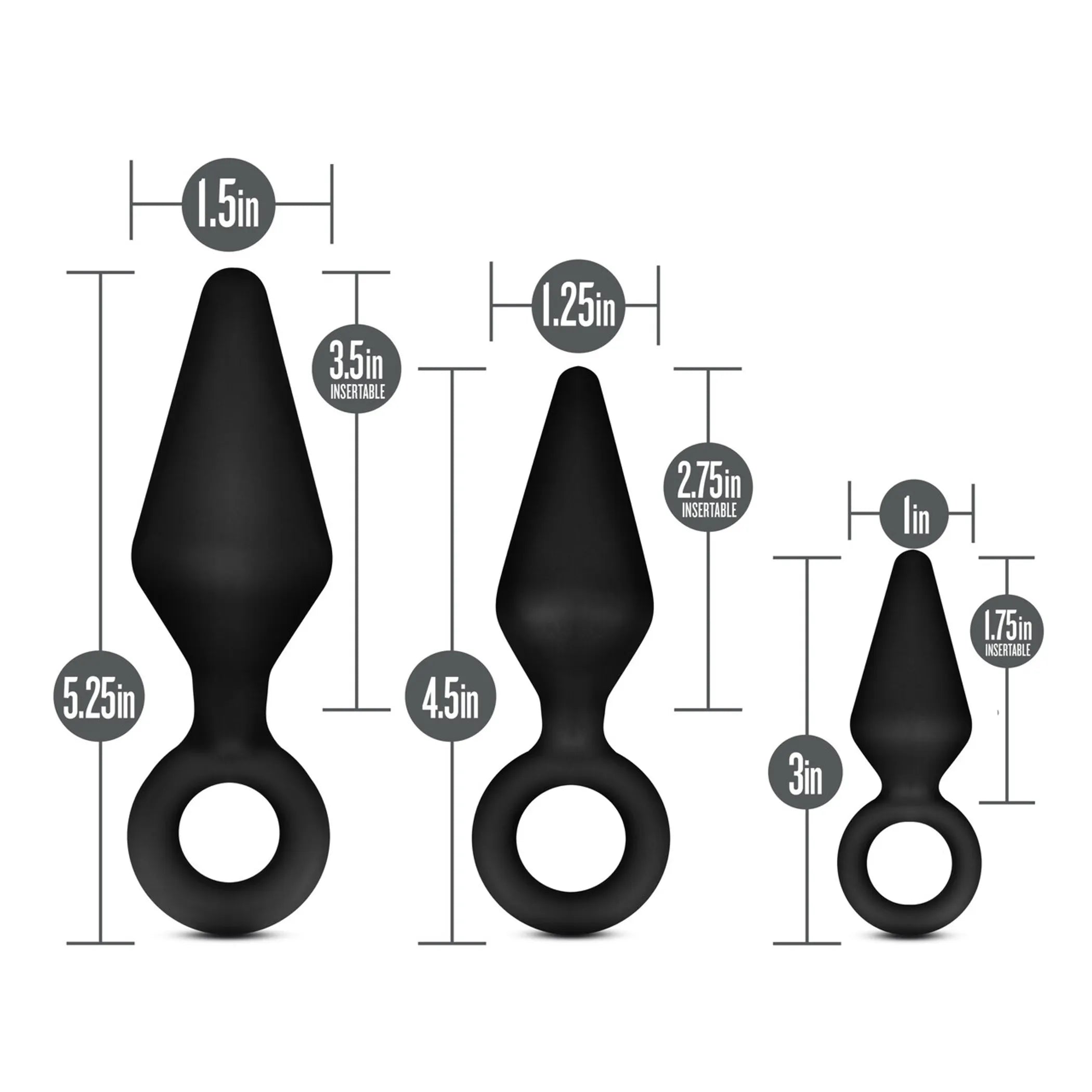 Anal Adventures Platinum Silicone Loop Plug Kit Black Blush Novelties