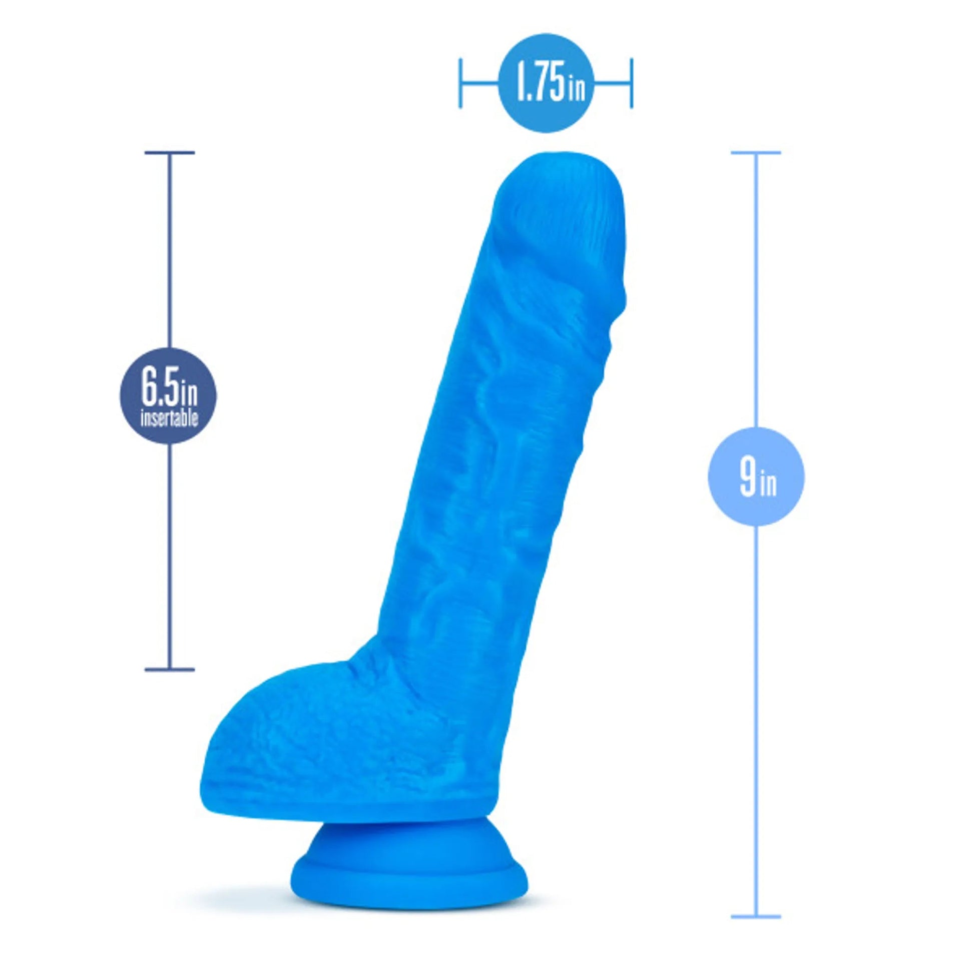 NEO 9" Dual Density Dildo – Neon Blue Blush Novelties