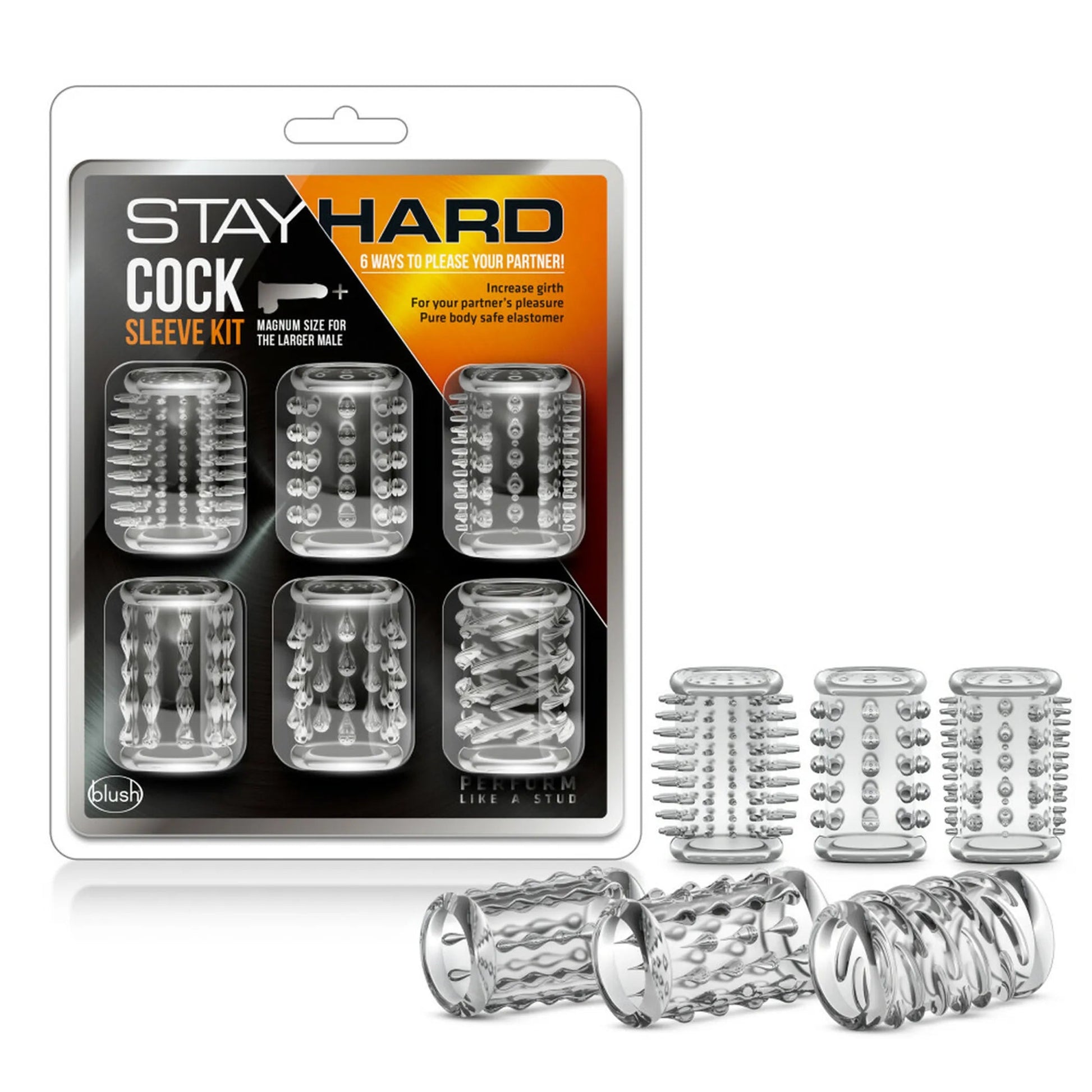 Stay Hard Cock Sleeve Kit Clear Blush Novelties
