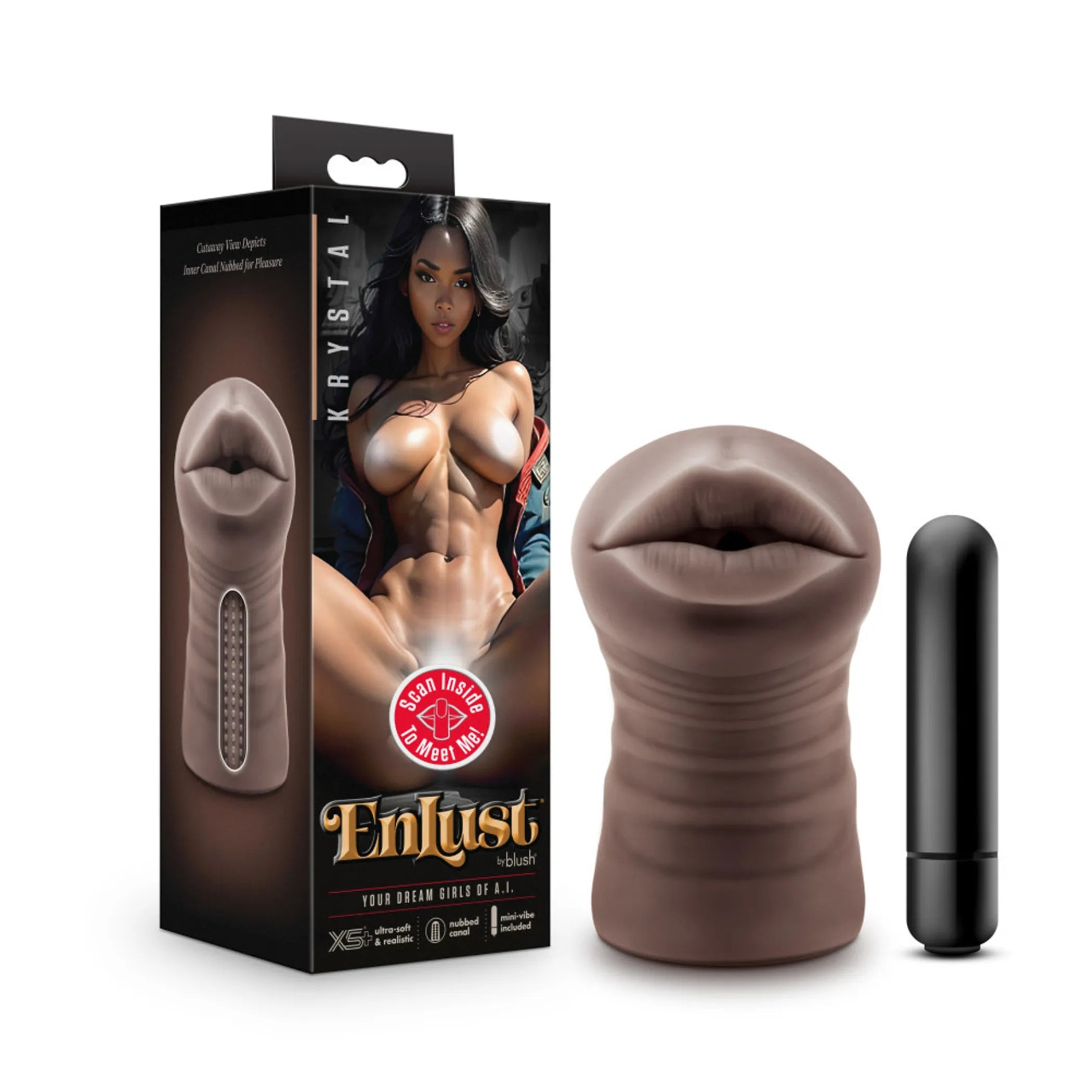 Enlust Krystal Vibrating Stroker - Brown Blush Novelties