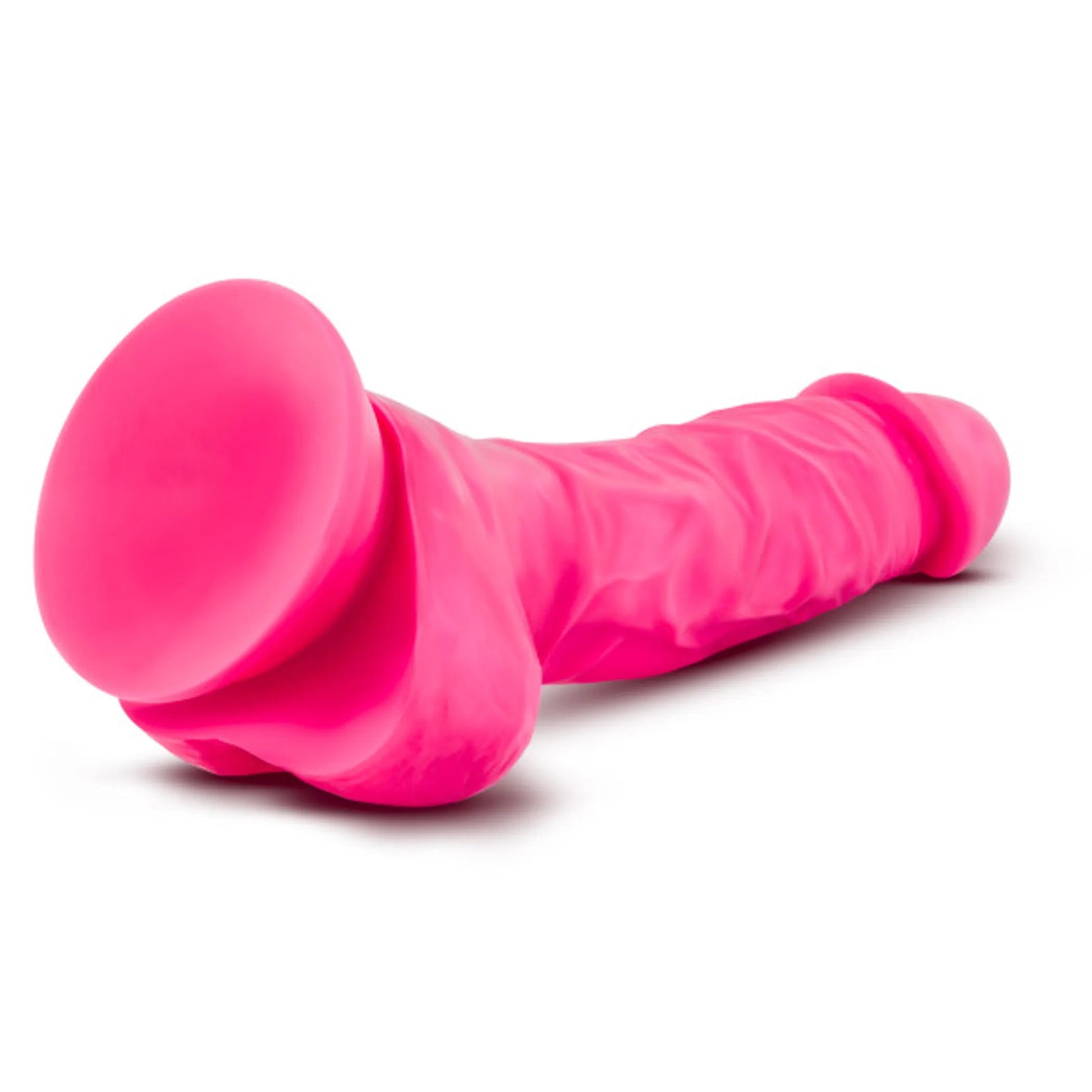 Neo 7.5-Inch Dual Density Dildo with Balls Neon Pink Blush Novelties