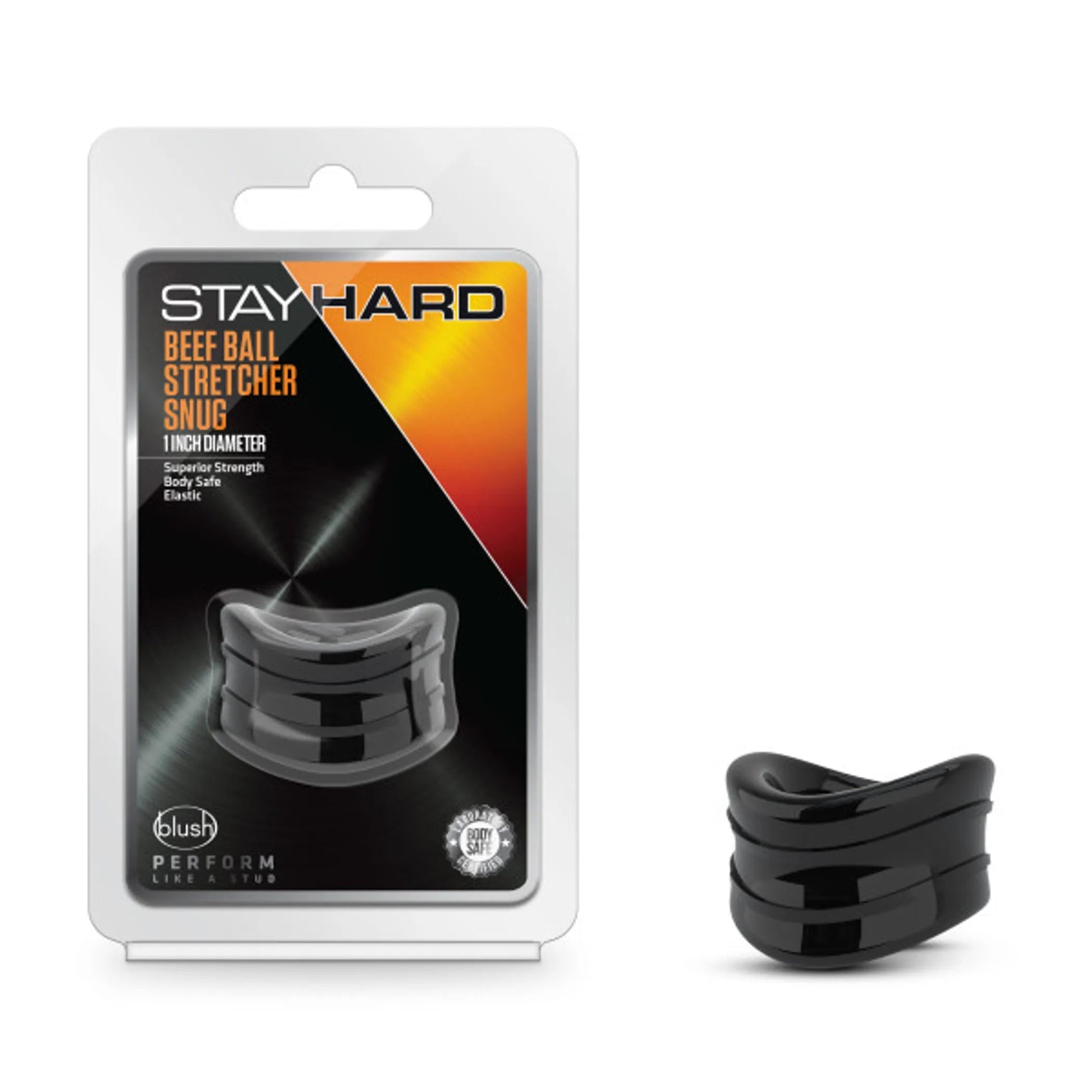 Stay Hard Beef Ball Stretcher Snug 1 Inch Diameter Black Blush Novelties