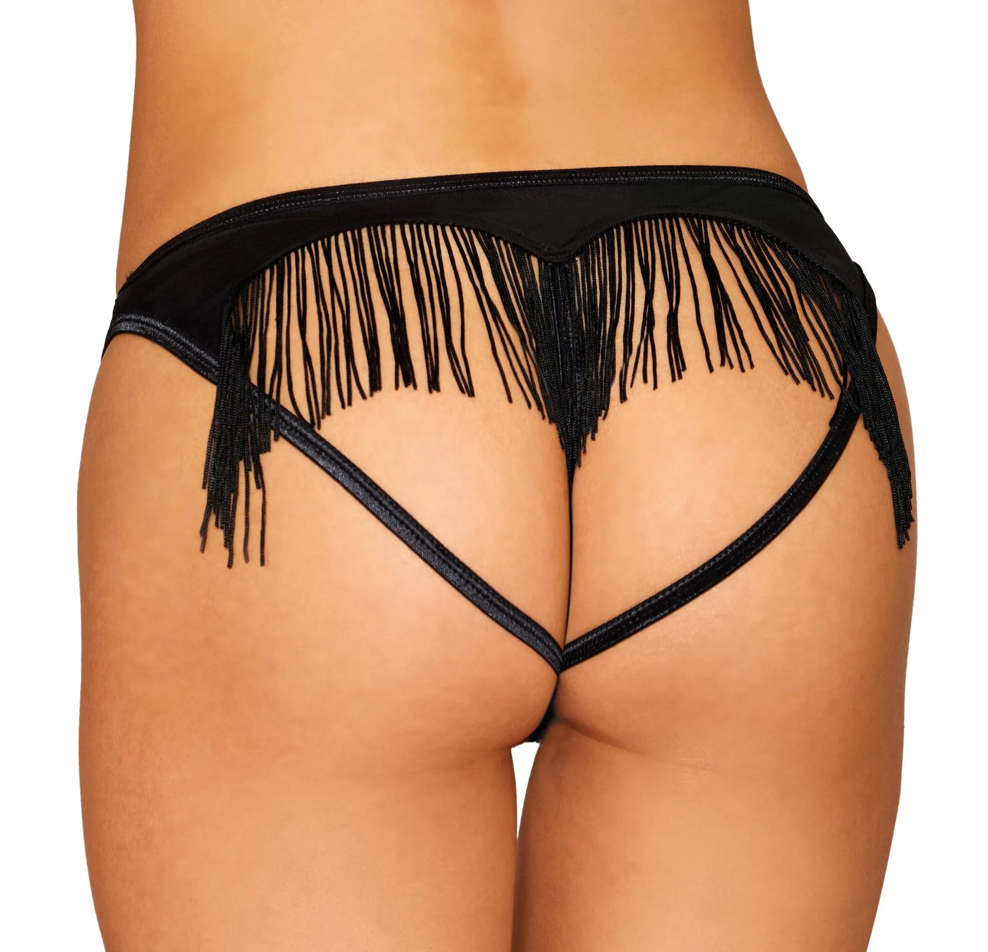 Heart Back Panty with Fringe – Black (Small) Dream Girl Lingerie