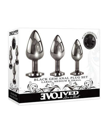 Evolved Gem Black Anal Plug Set Evolved Novelties