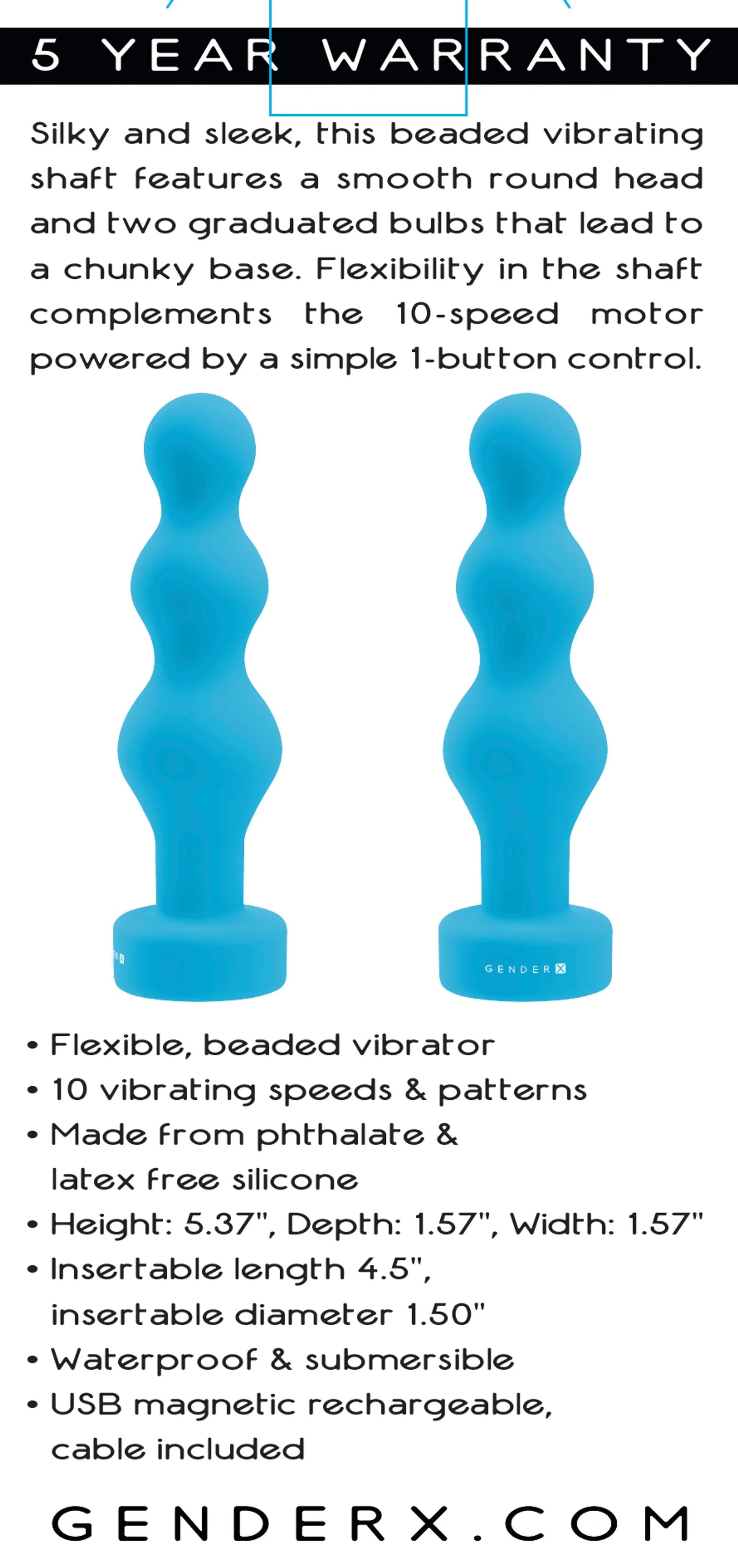 Gender X Plugged Up Beaded Vibrating Anal Plug Evolved Novelties