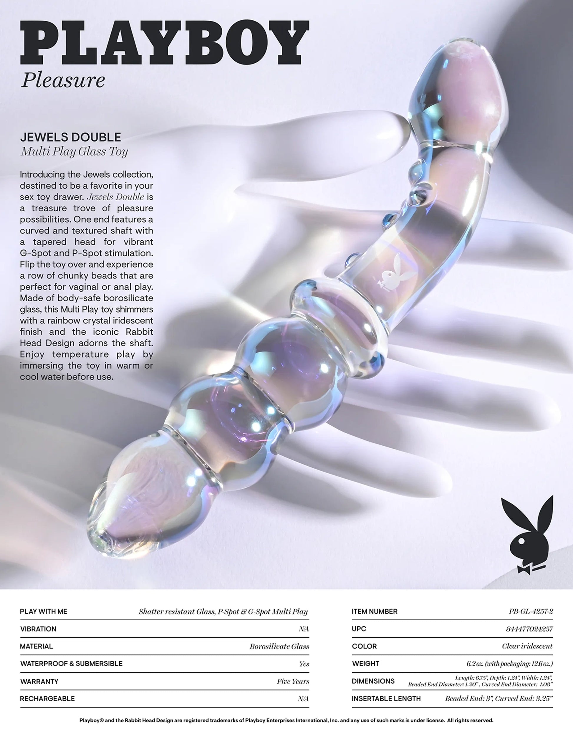 Playboy Jewel Double Glass Massager Evolved Novelties
