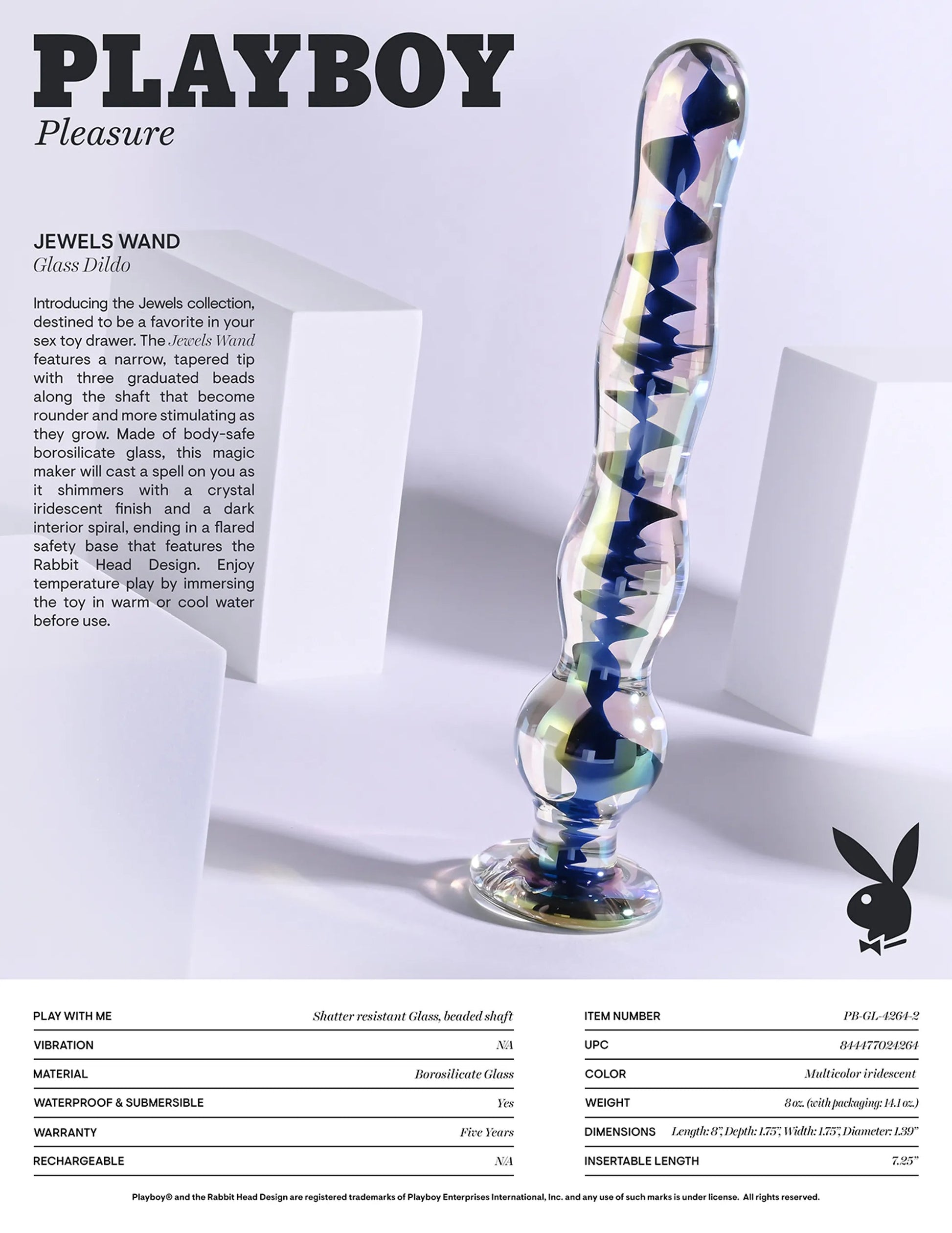 Playboy Jewels Glass Wand Evolved Novelties