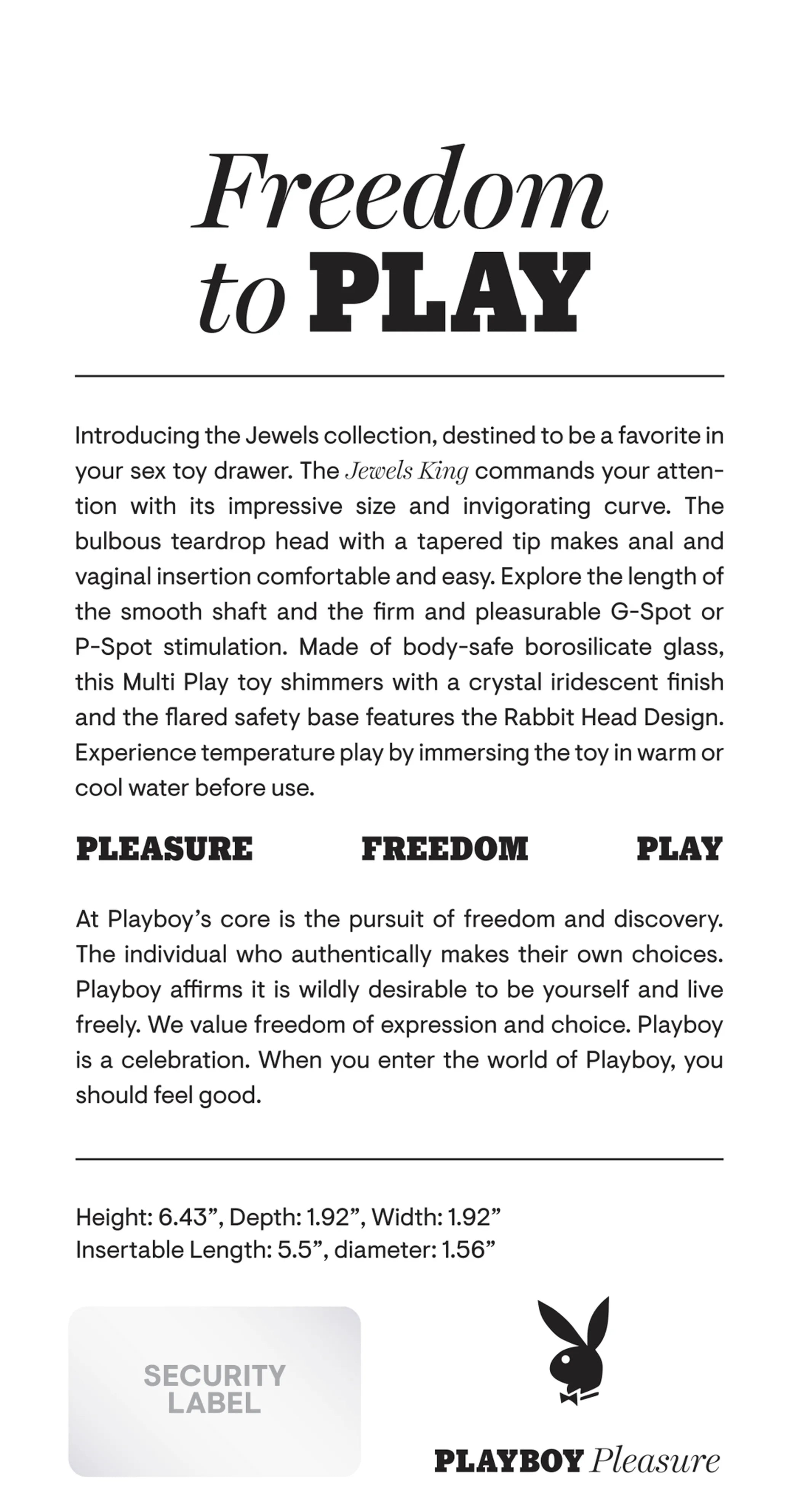 Playboy Jewels King Glass Probe Evolved Novelties