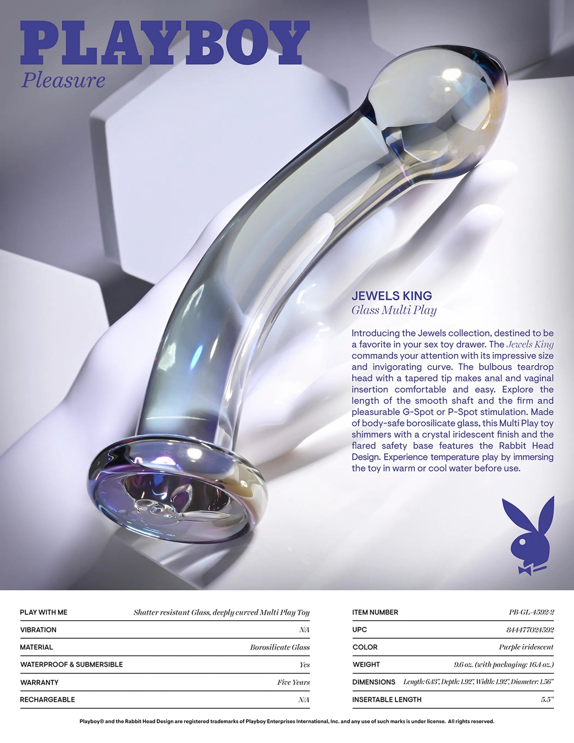 Playboy Jewels King Glass Probe Evolved Novelties