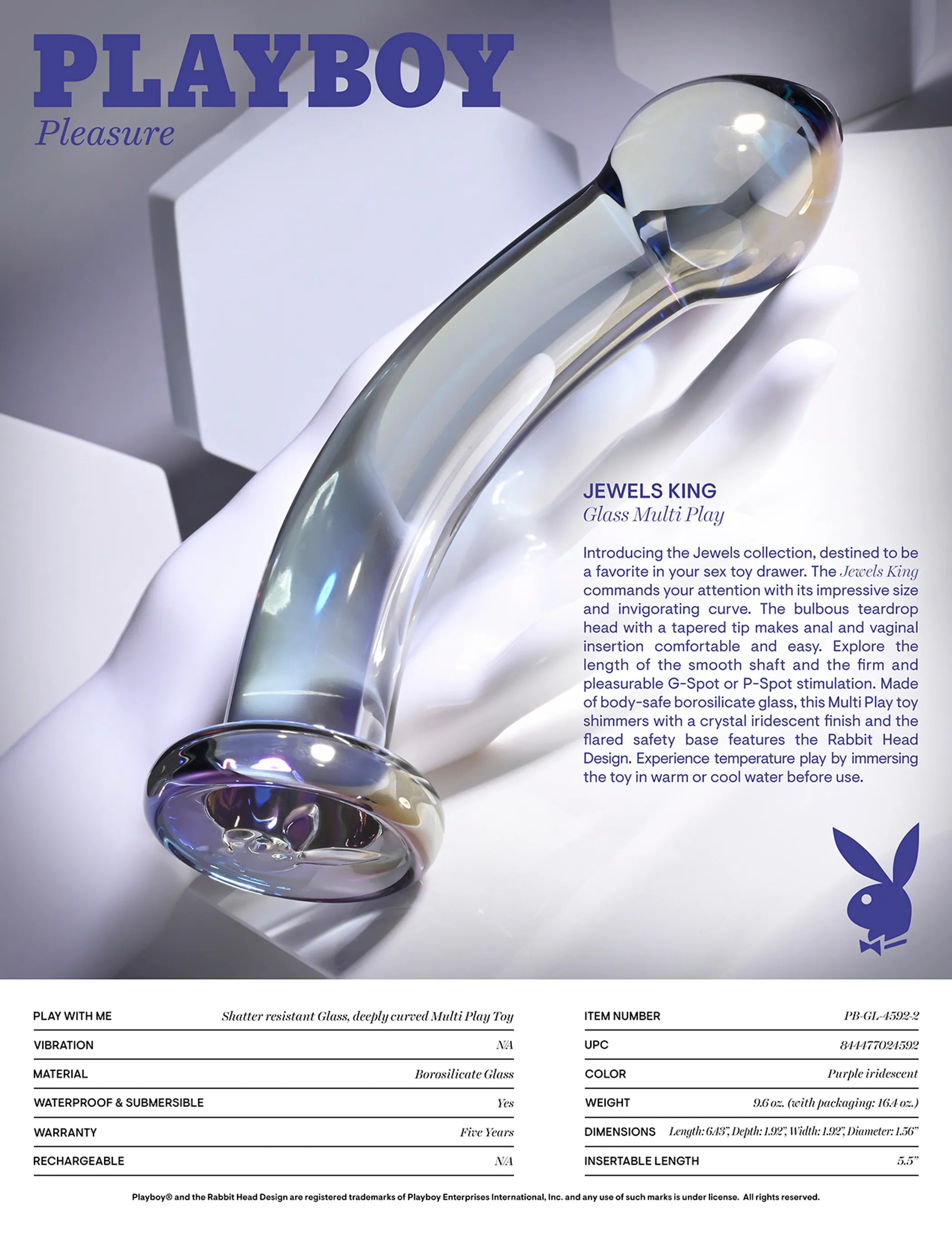 Playboy Jewels King Glass Probe Evolved Novelties