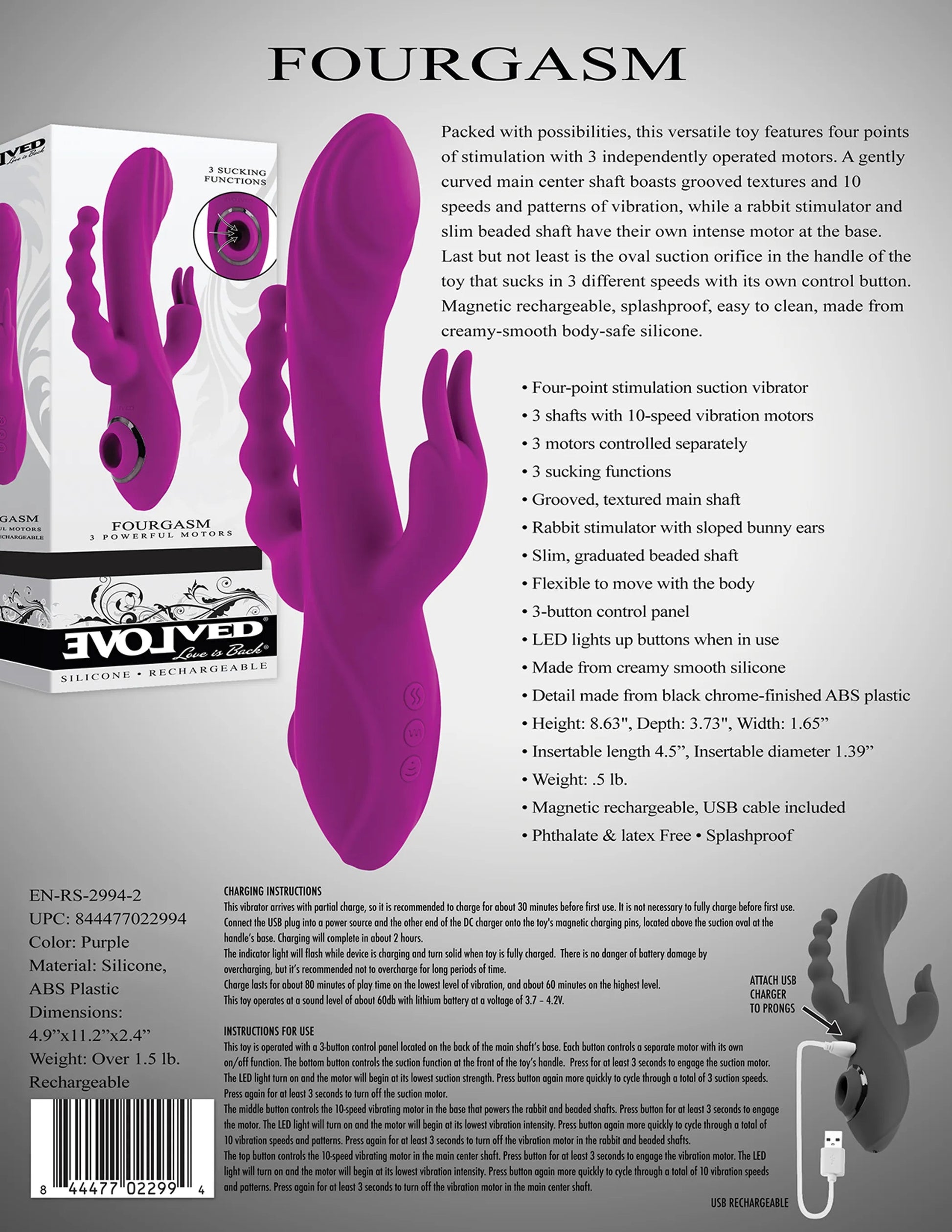 Evolved Fourgasm Vibrator Evolved Novelties