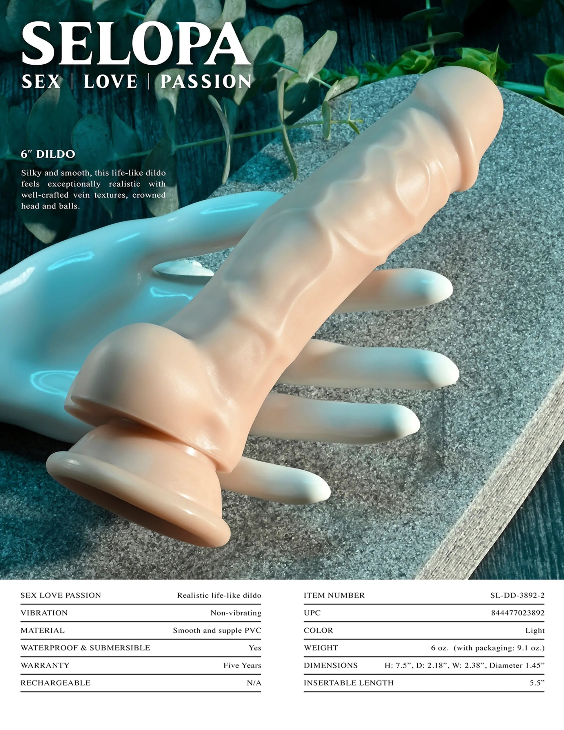 Selopa 6-Inch Dildo Light Evolved Novelties
