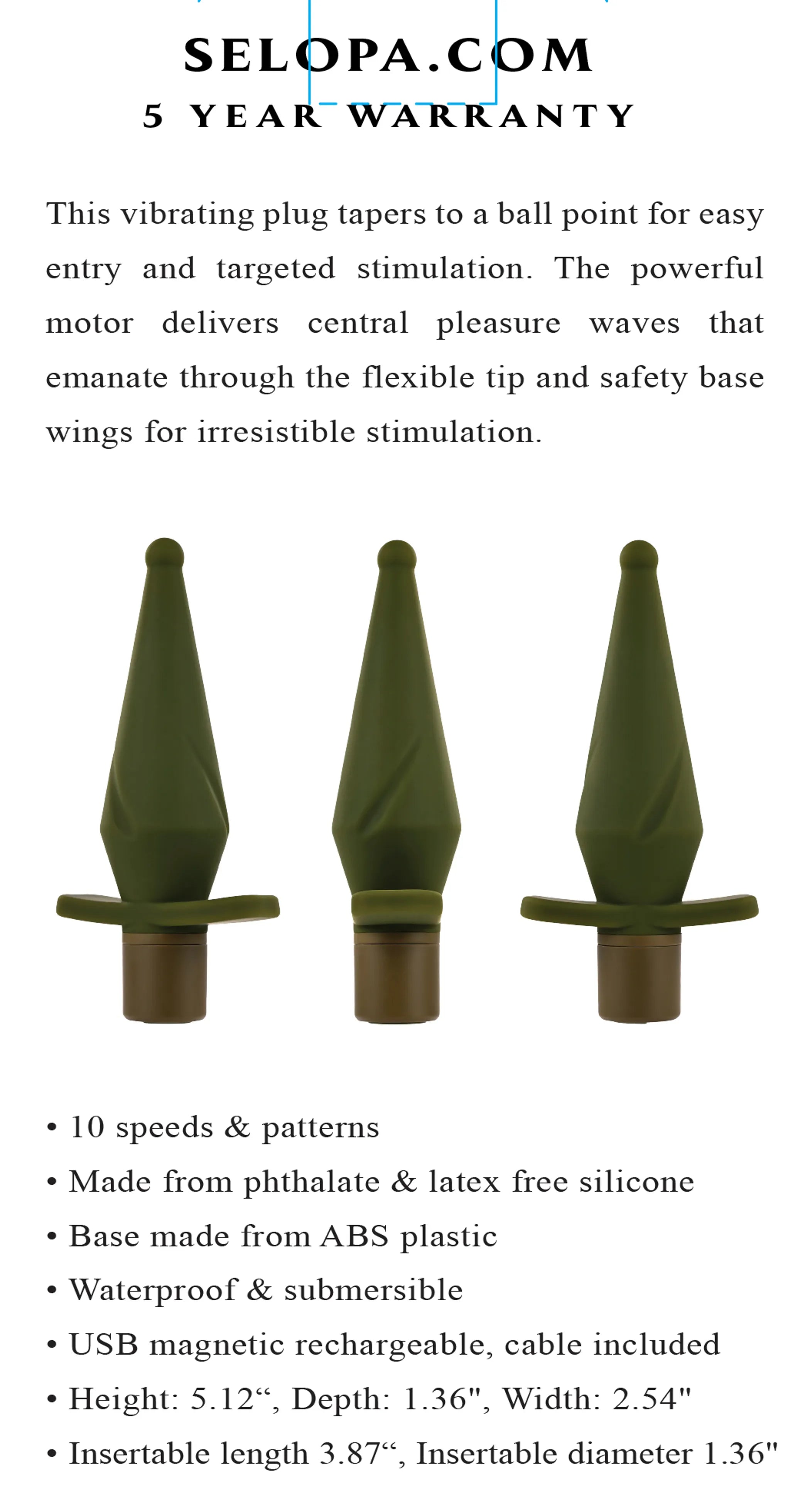 Selopa The Private Vibrating Butt Plug Evolved Novelties