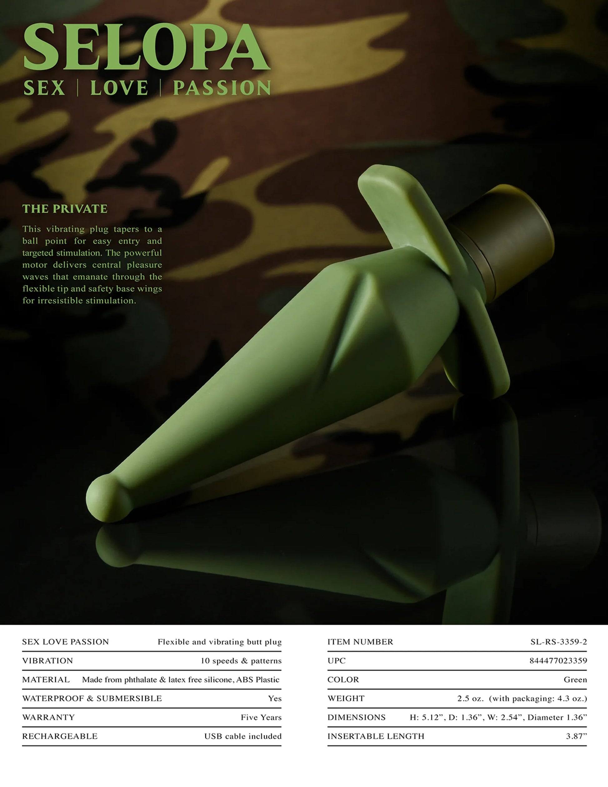 Selopa The Private Vibrating Butt Plug Evolved Novelties