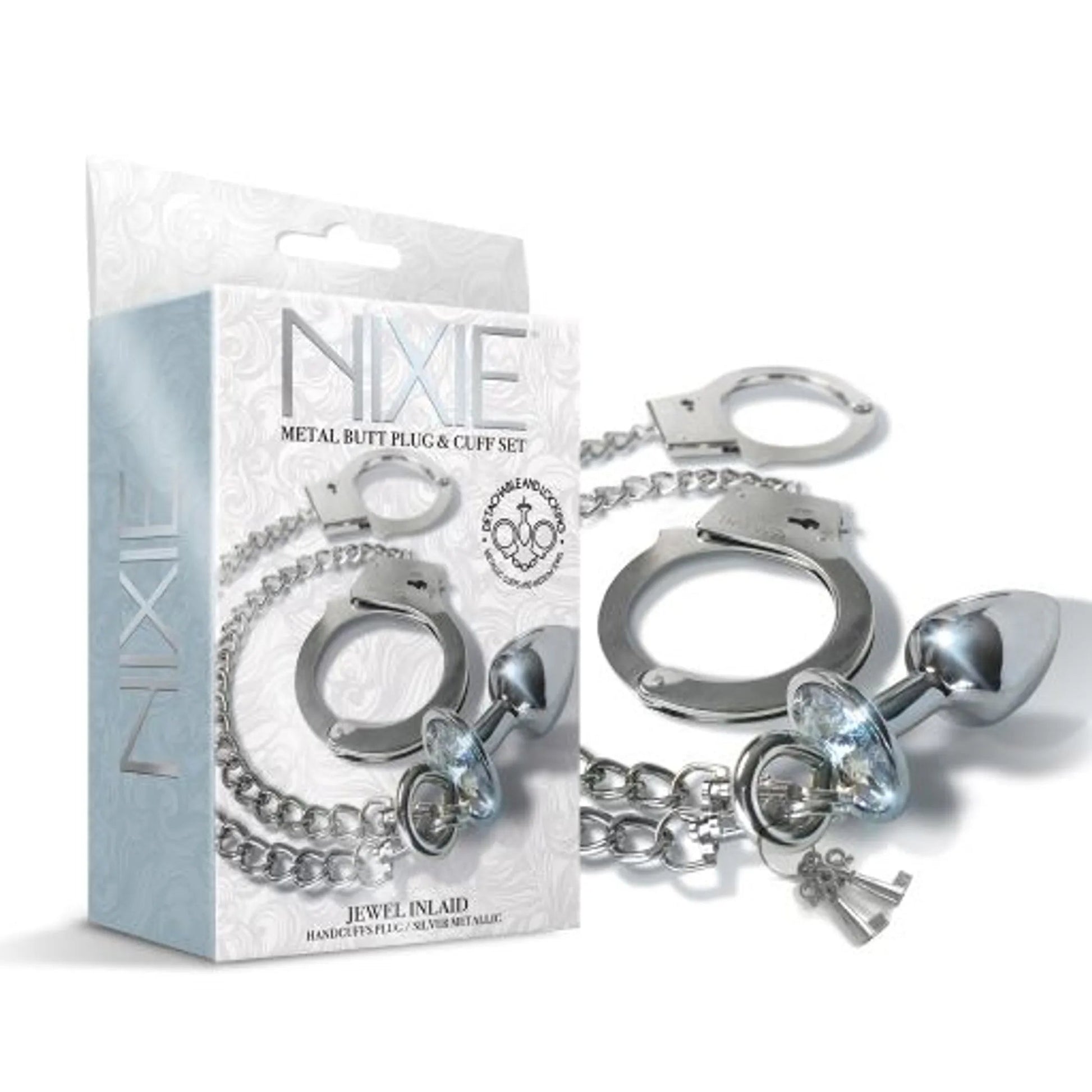 Nixie Metal Plug and Cuff Set Silver Small Global Novelties
