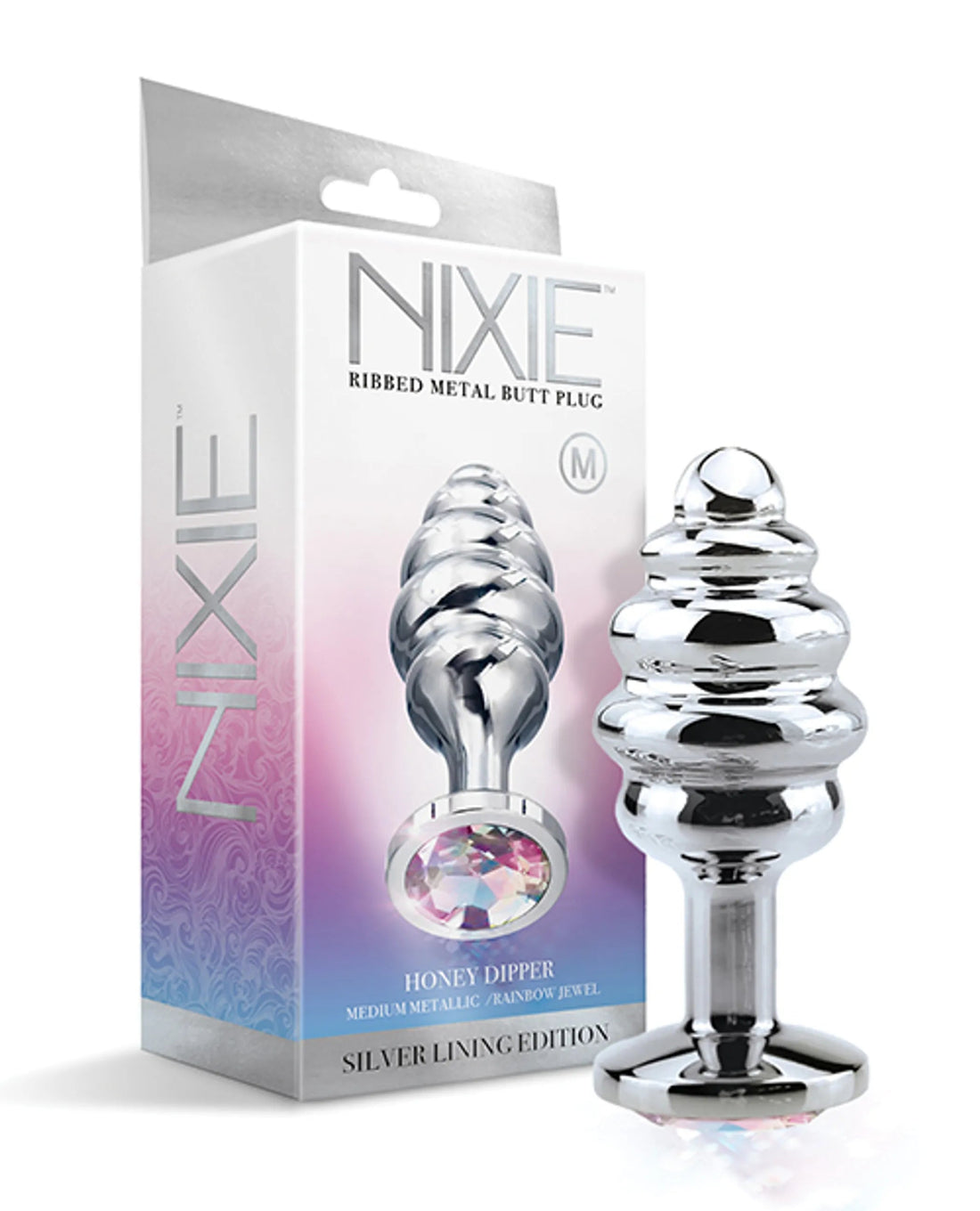 Nixie Honey Dipper Medium Ribbed Stainless Steel Plug Global Novelties