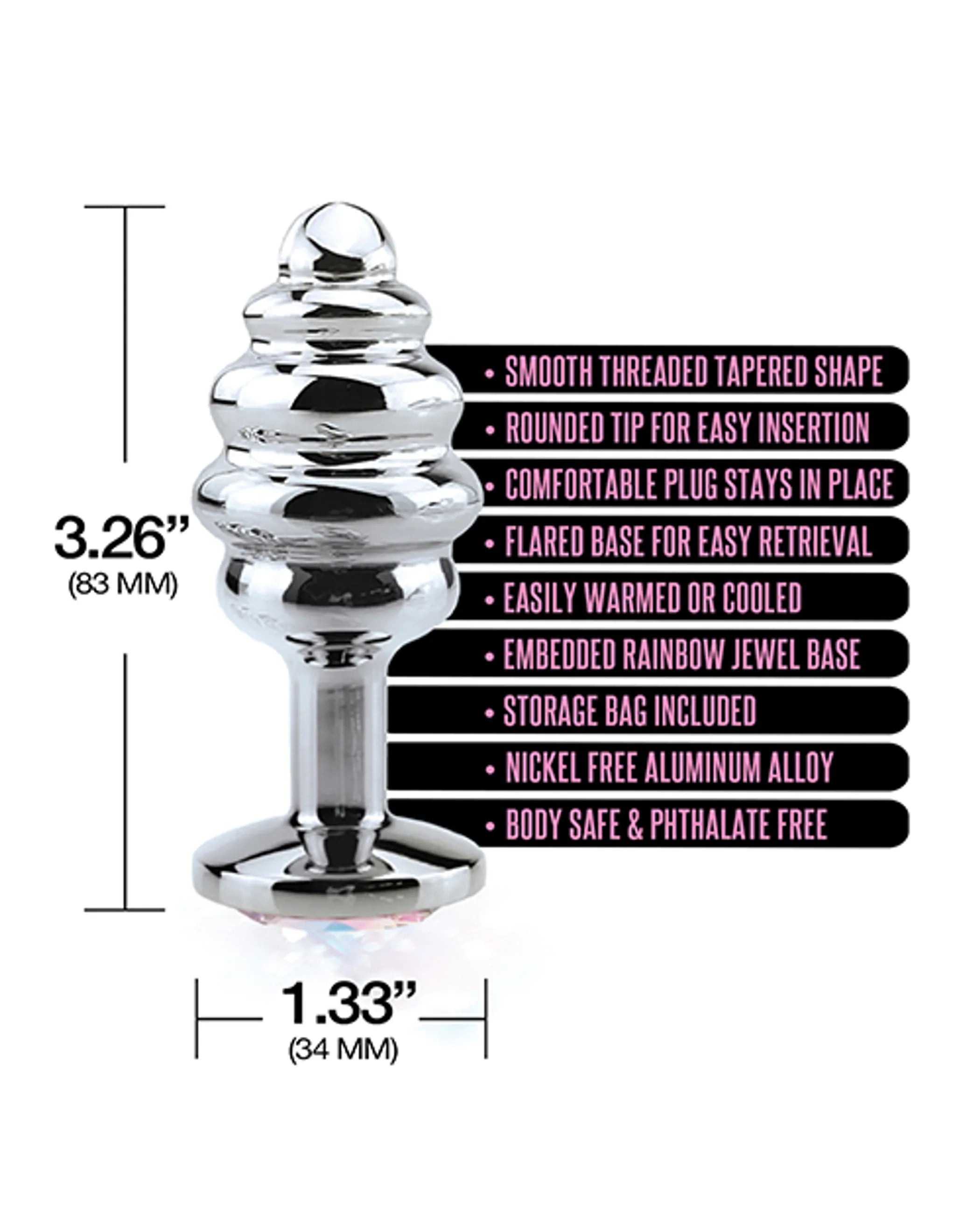 Nixie Honey Dipper Medium Ribbed Stainless Steel Plug Global Novelties