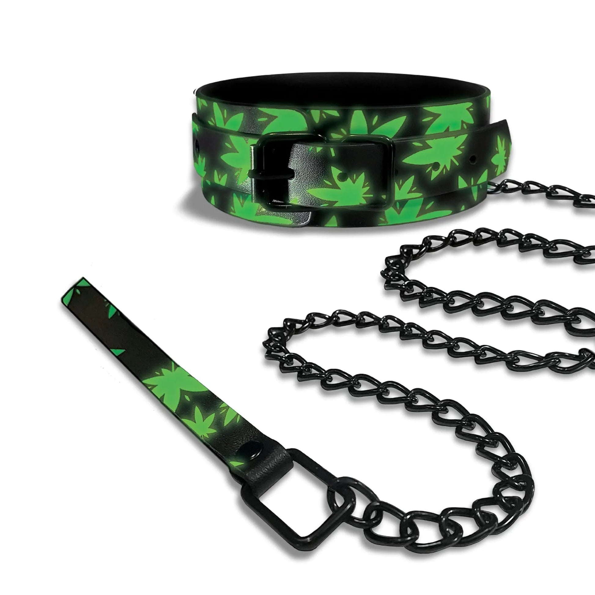 Stoner Vibes Glow In The Dark Collar and Leash Global Novelties