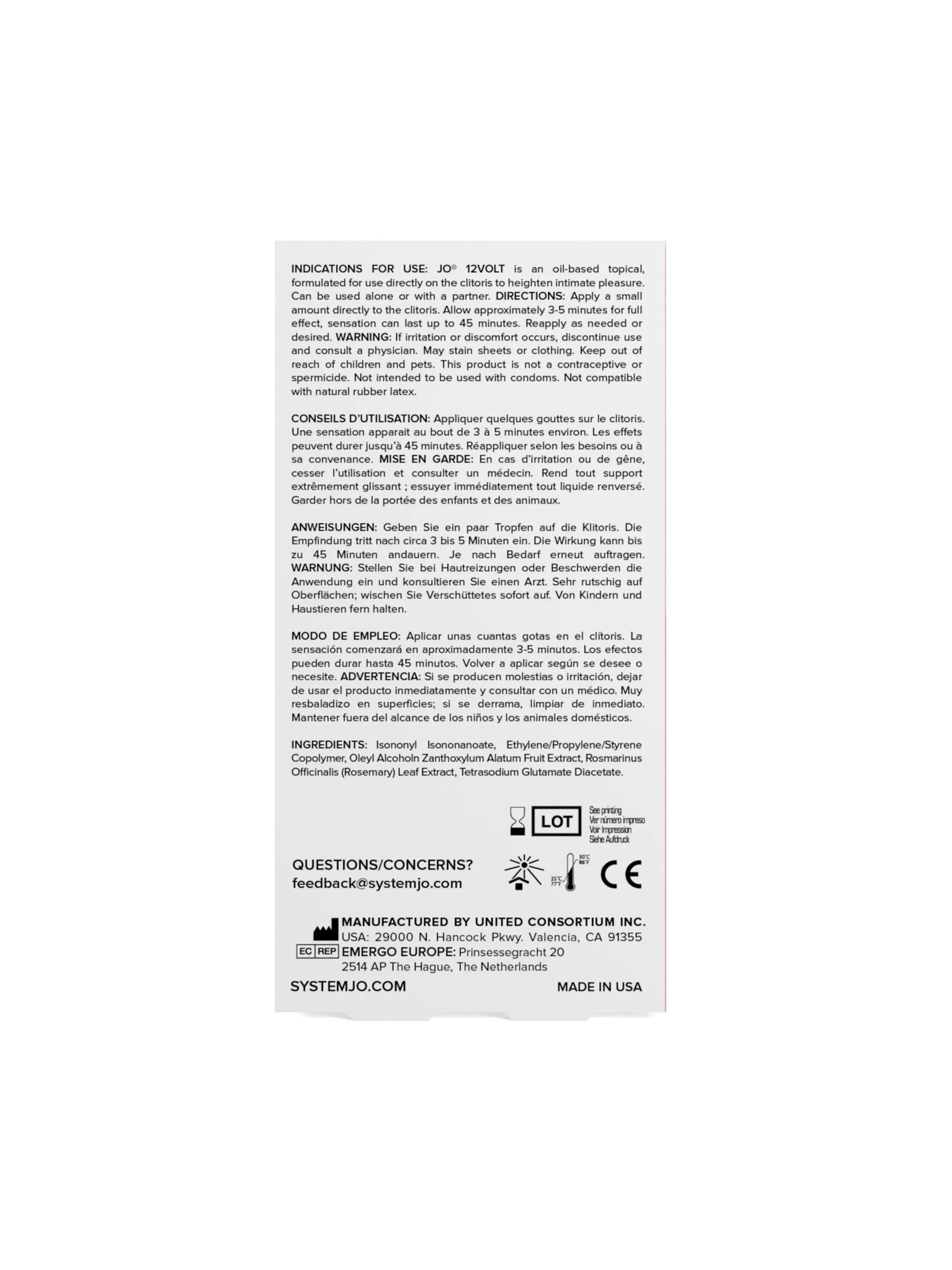 JO 12 VOLT CLITORAL STIMULANT 10ML System JO