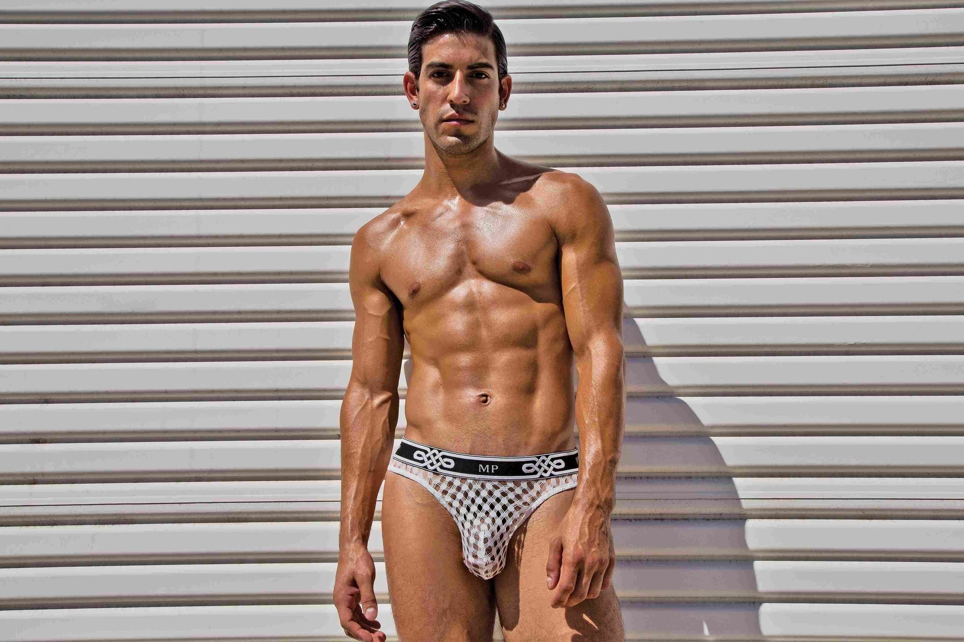 Peep Show Lo Rise Thong – White (S/M) Male Power Lingerie