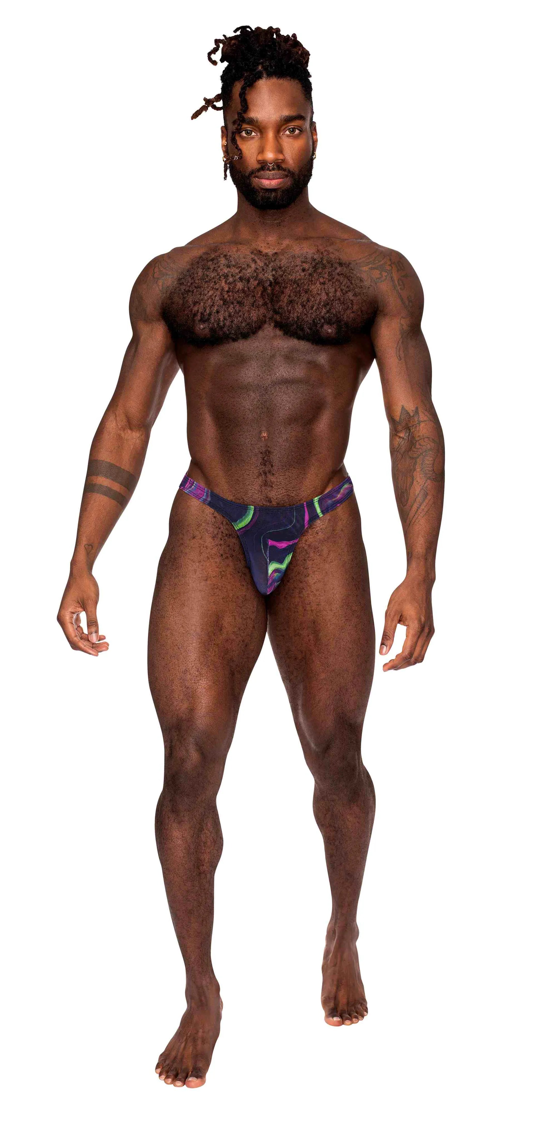 Galactic Print Bong Thong L/XL Male Power Lingerie