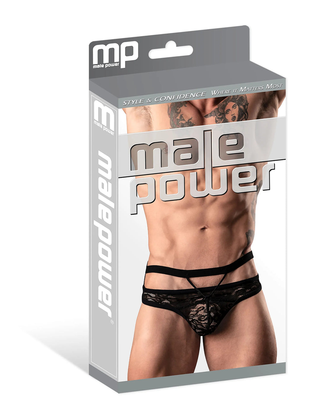 Lucifer Cutout Thong Black L/XL Male Power Lingerie