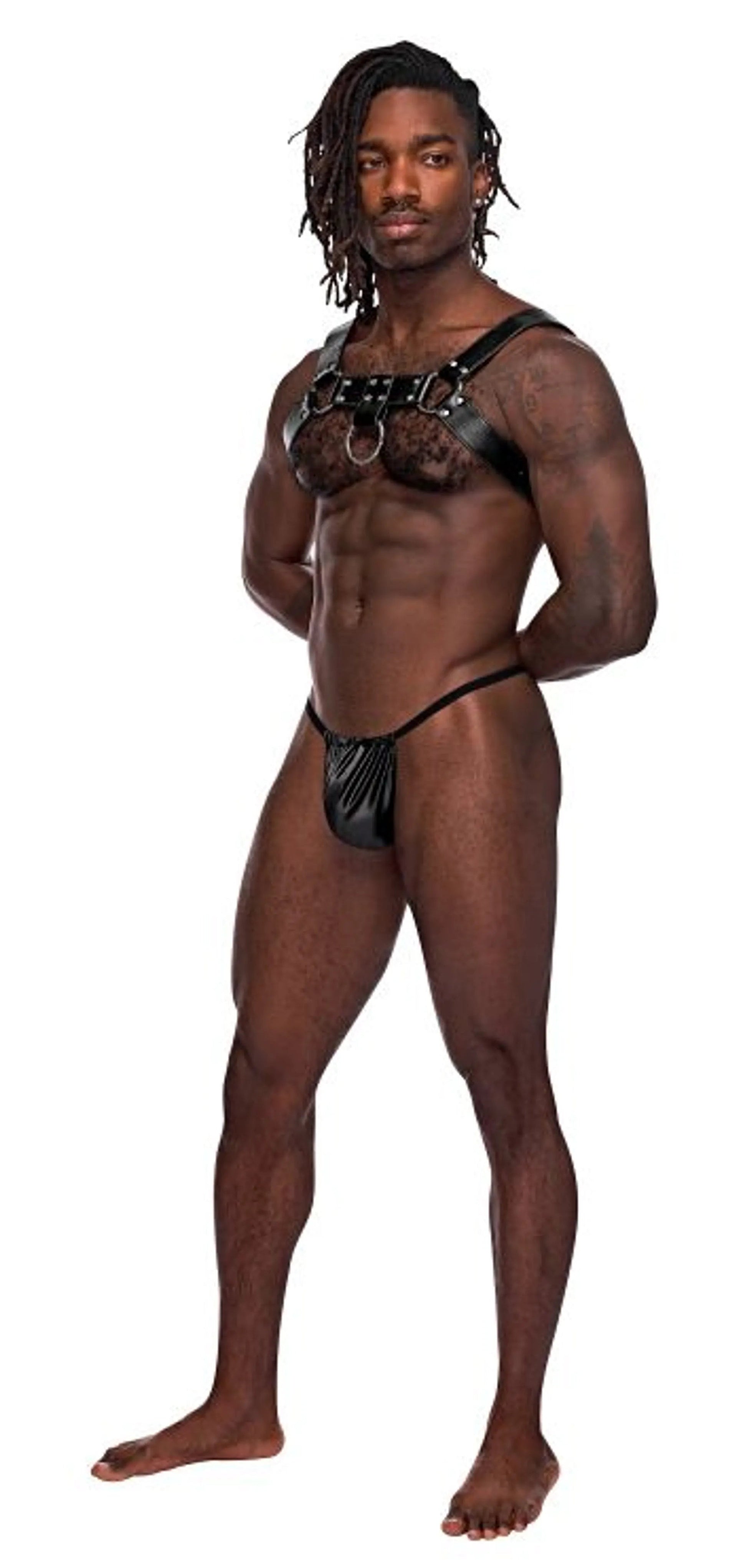 Aries Leather Harness Black O/S Male Power Lingerie