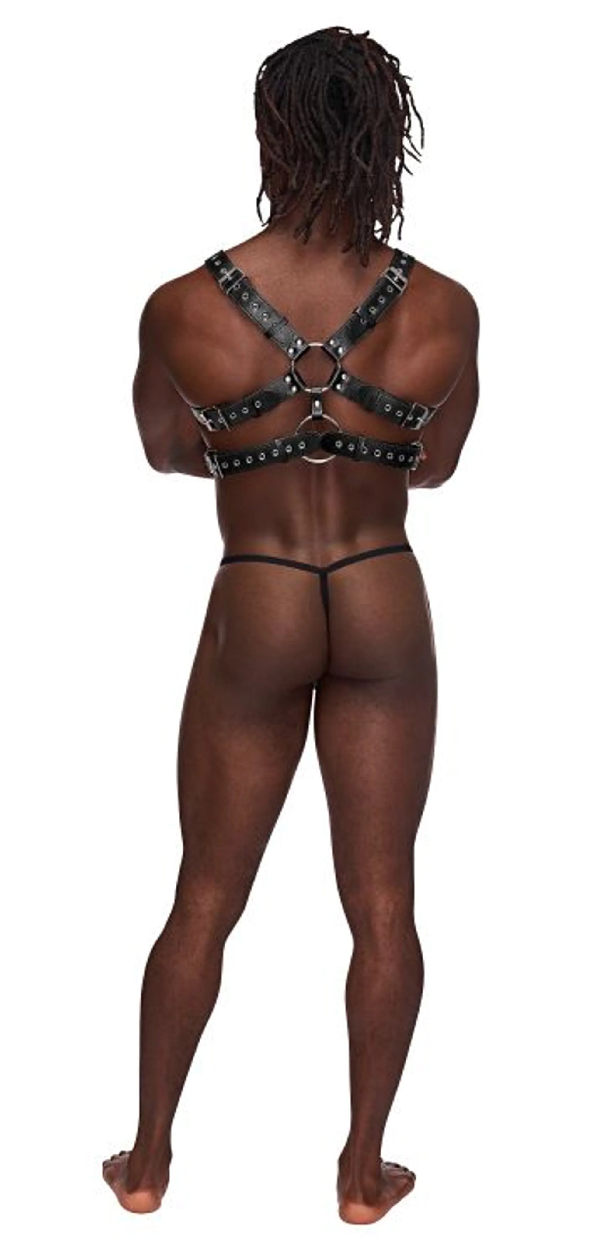 Gemini Faux Leather Harness – Black (O/S) Male Power Lingerie