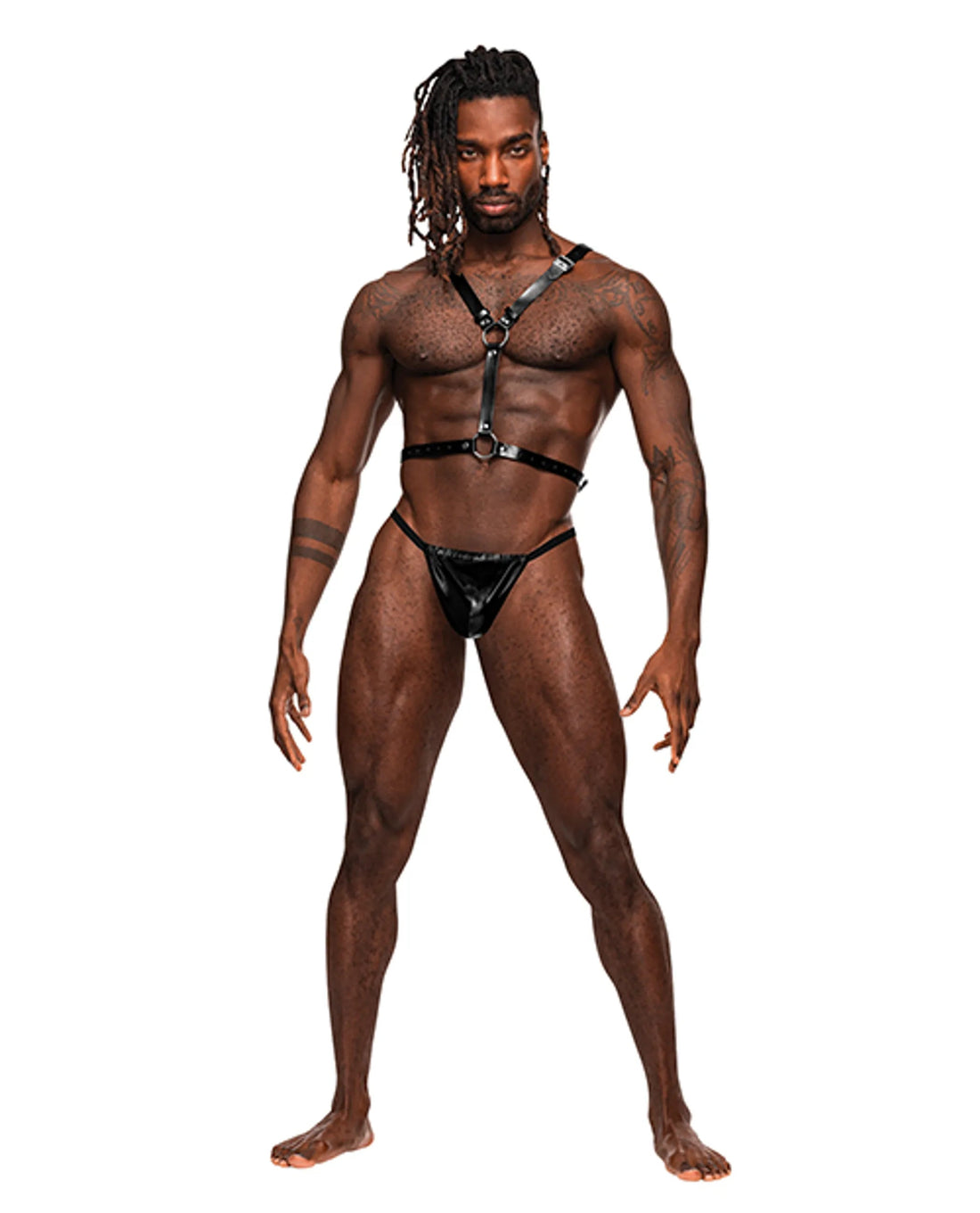 Sagittarius Leather Harness Black One Size Male Power Lingerie