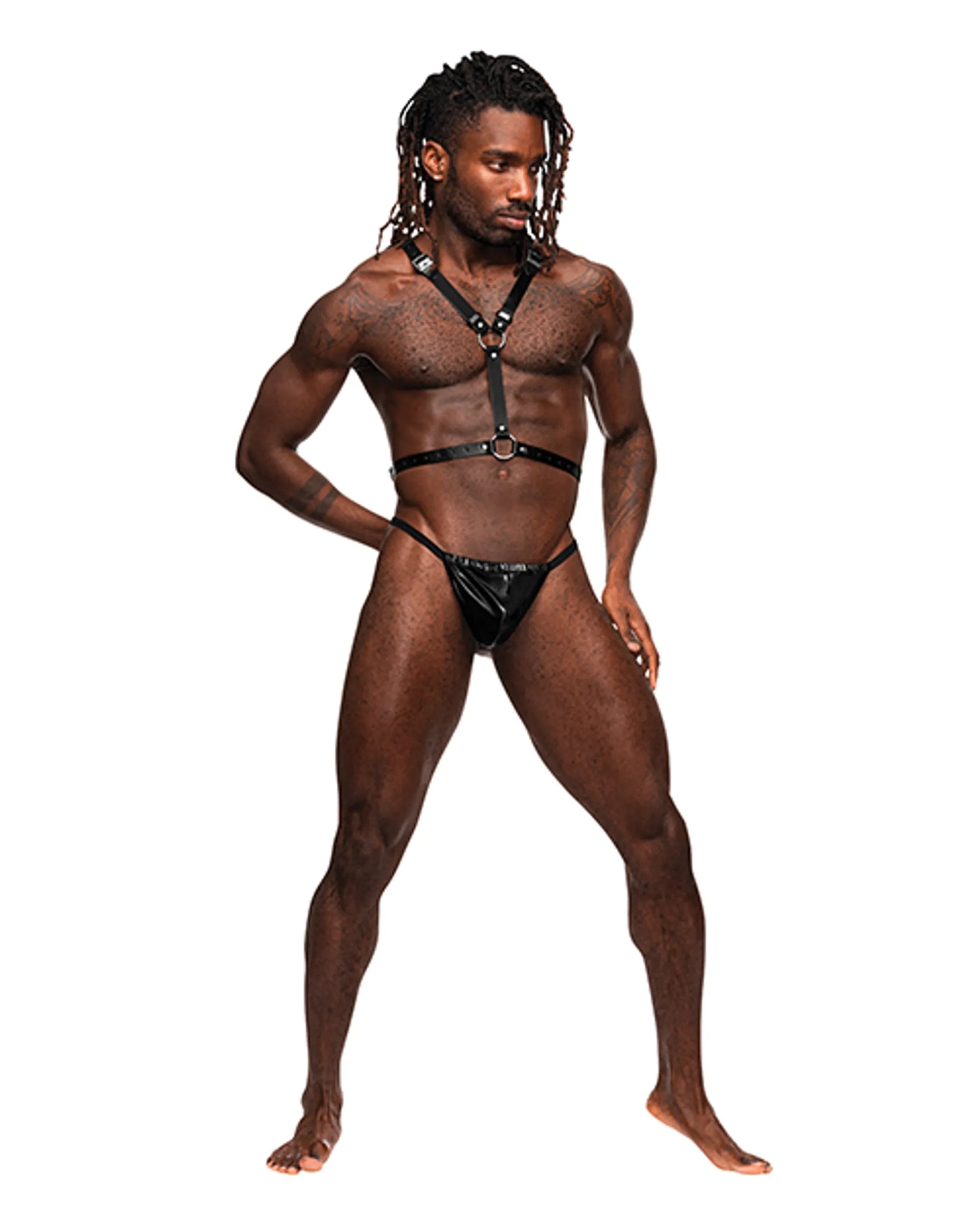 Sagittarius Leather Harness Black One Size Male Power Lingerie