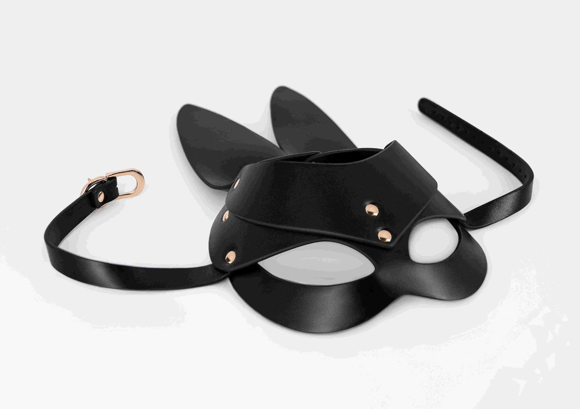 Black PU Leather Bunny Mask One Size Male Power Lingerie