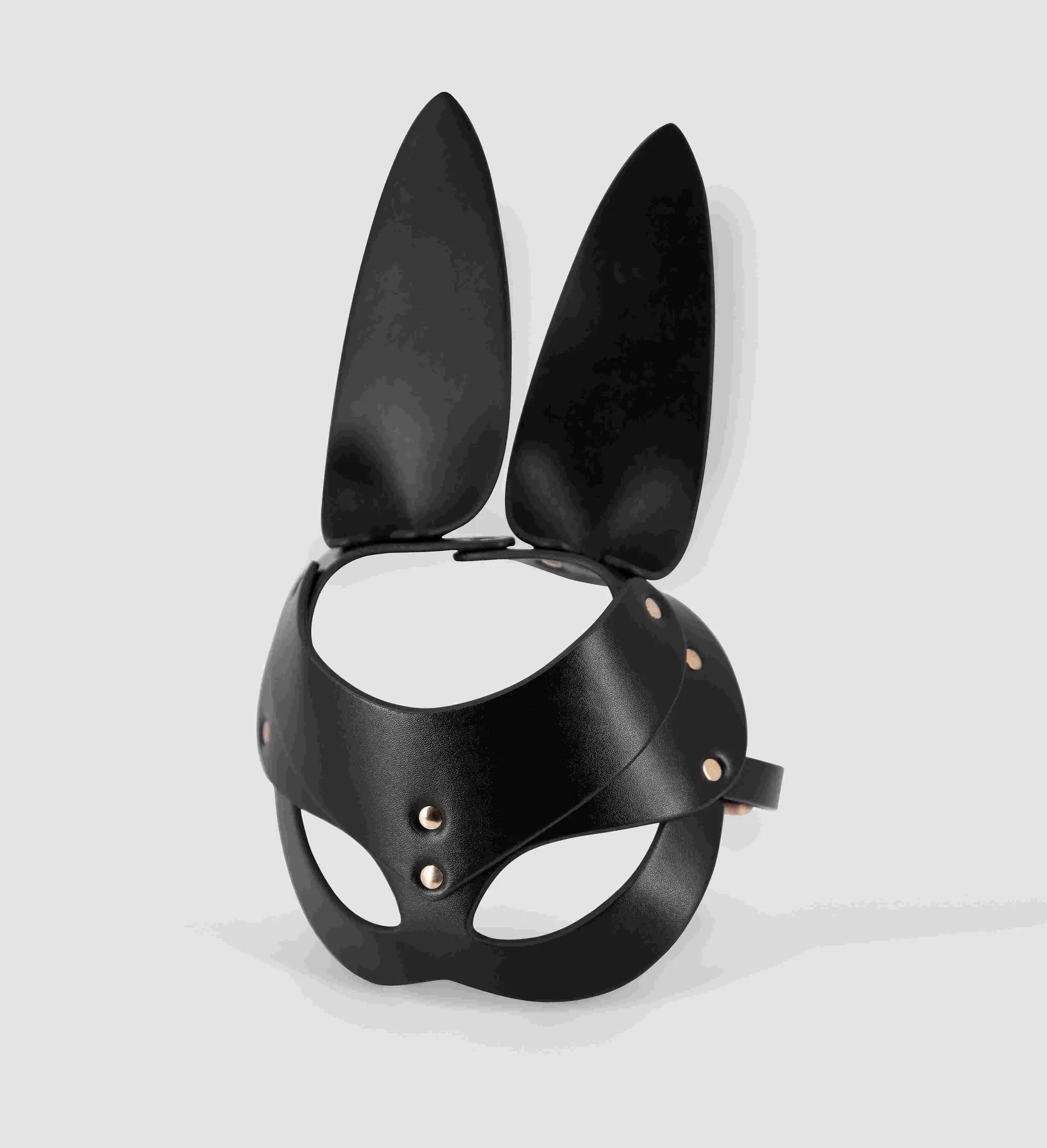 Black PU Leather Bunny Mask One Size Male Power Lingerie