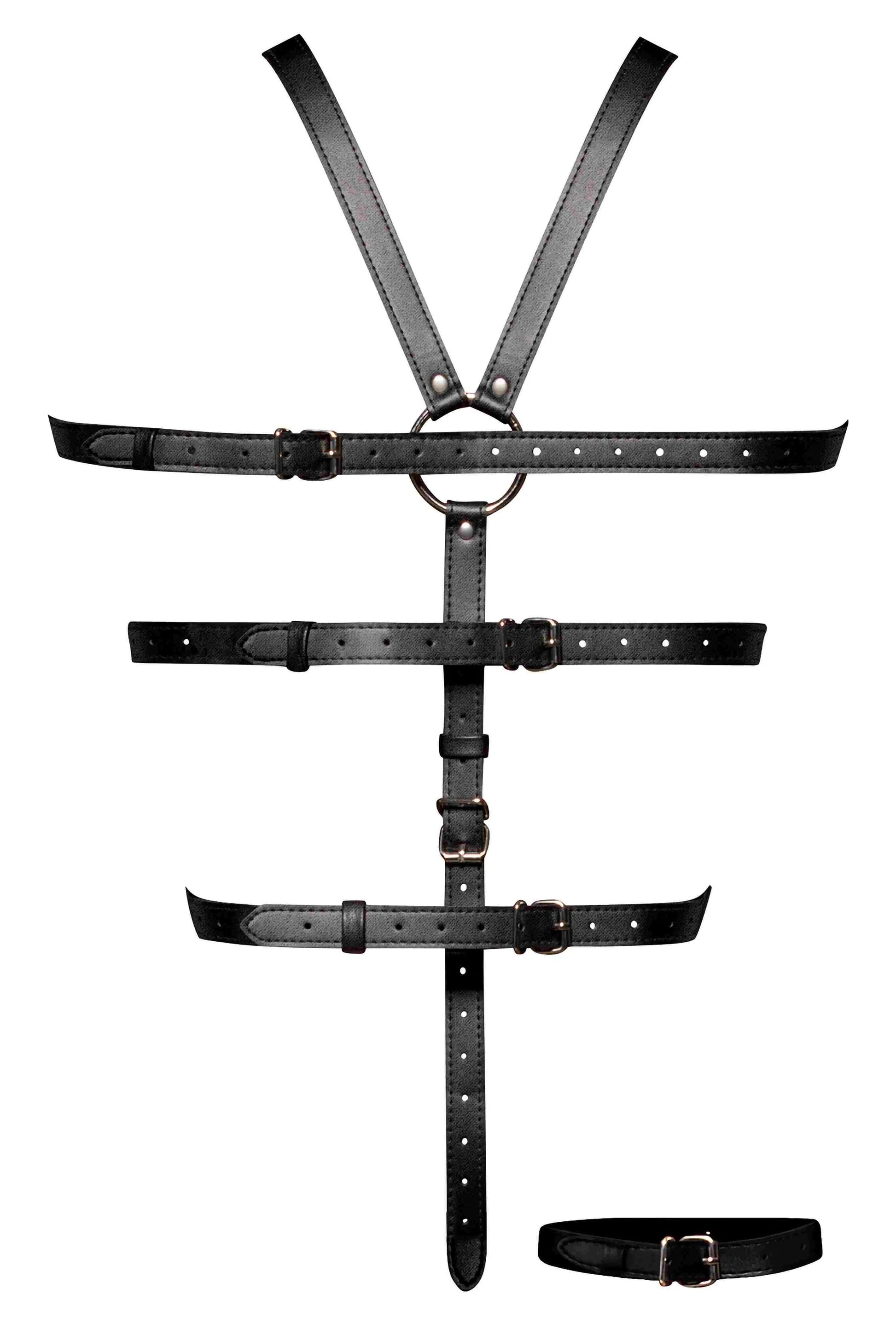 Ellona Tie Me Up 1pc Harness Set – Black Male Power Lingerie
