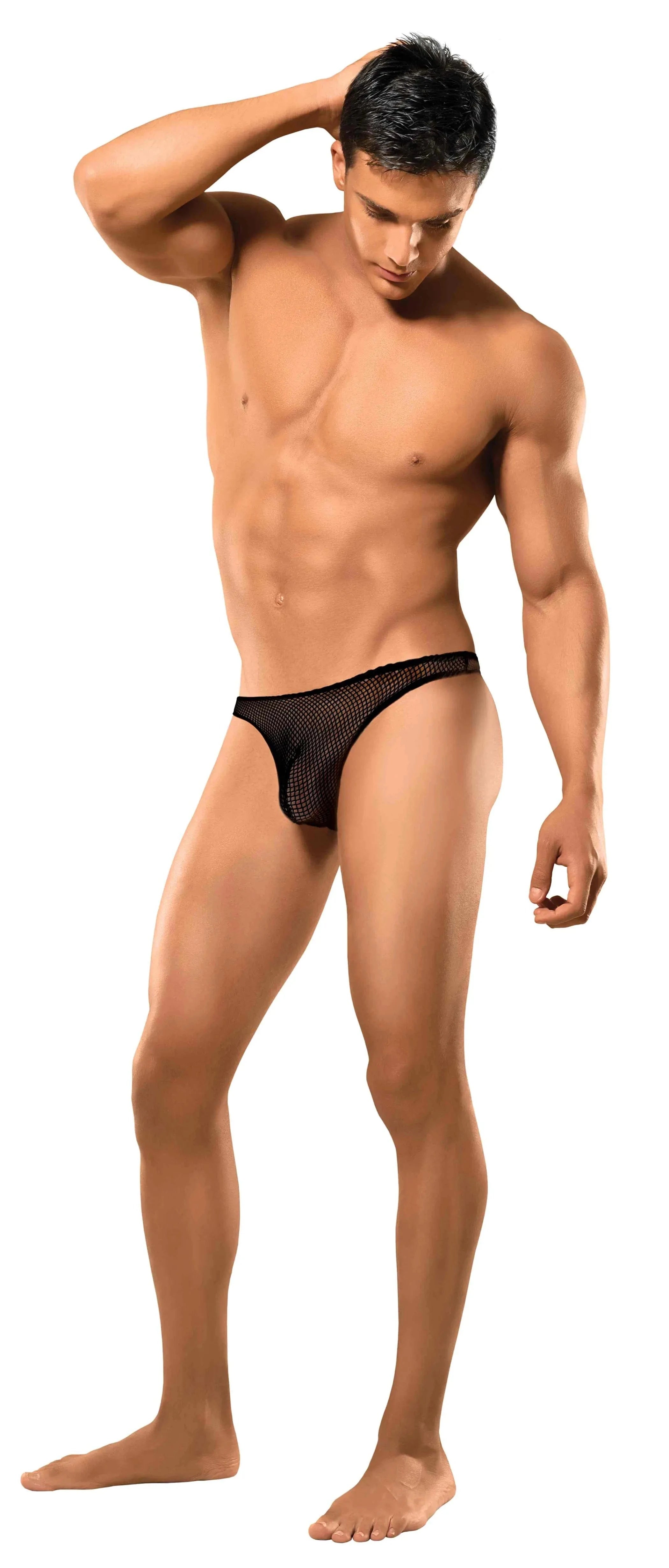 Stretch Net Bong Thong – Black S/M Male Power Lingerie
