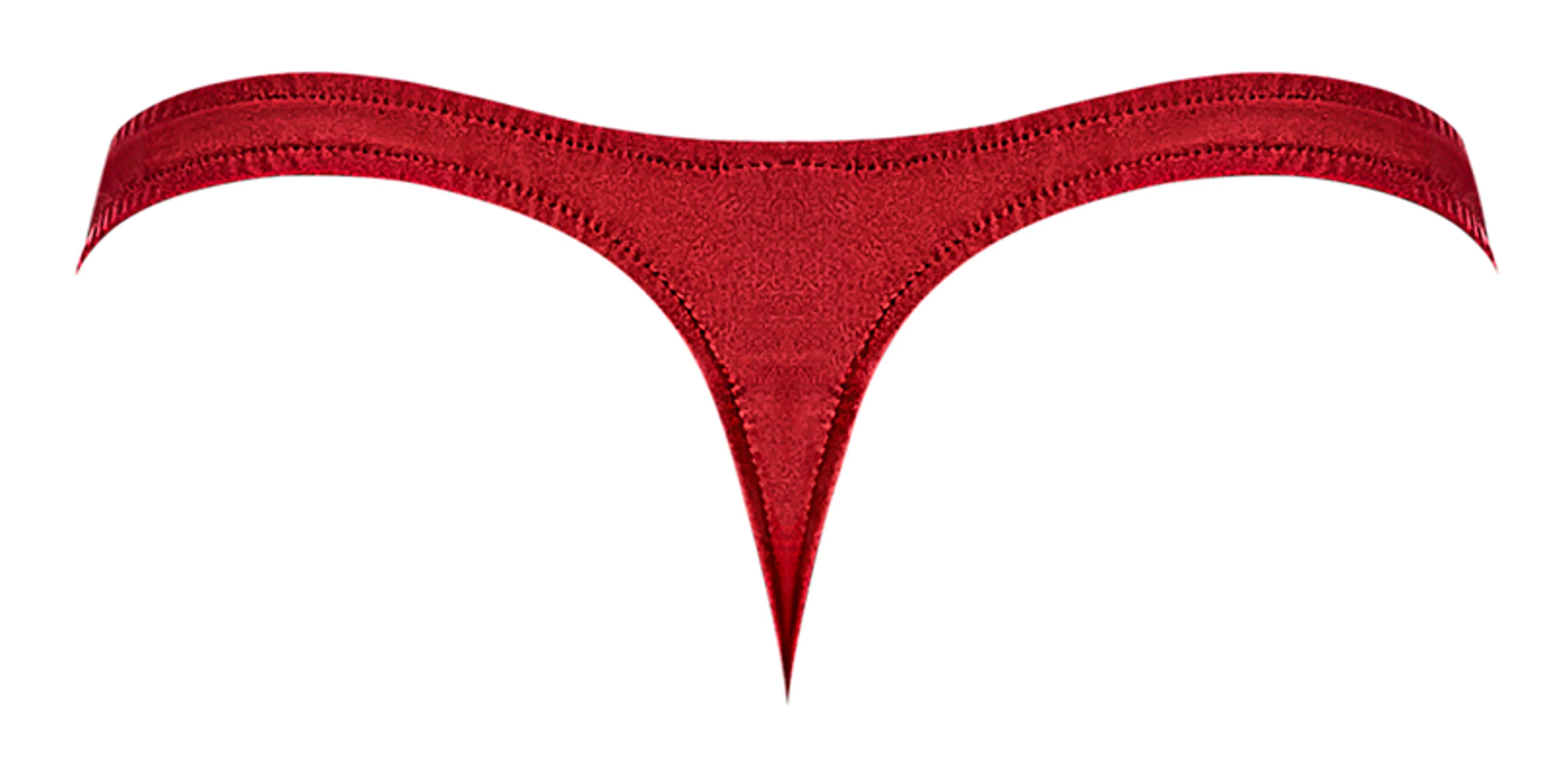 Nylon Spandex Pull Tab Thong — Red (O/S) Male Power Lingerie