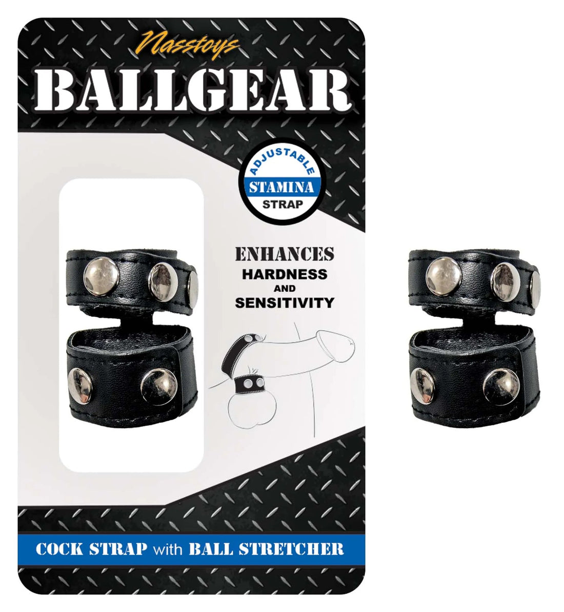 Ballgear Cock Strap with Ball Stretcher in Black Nasstoys