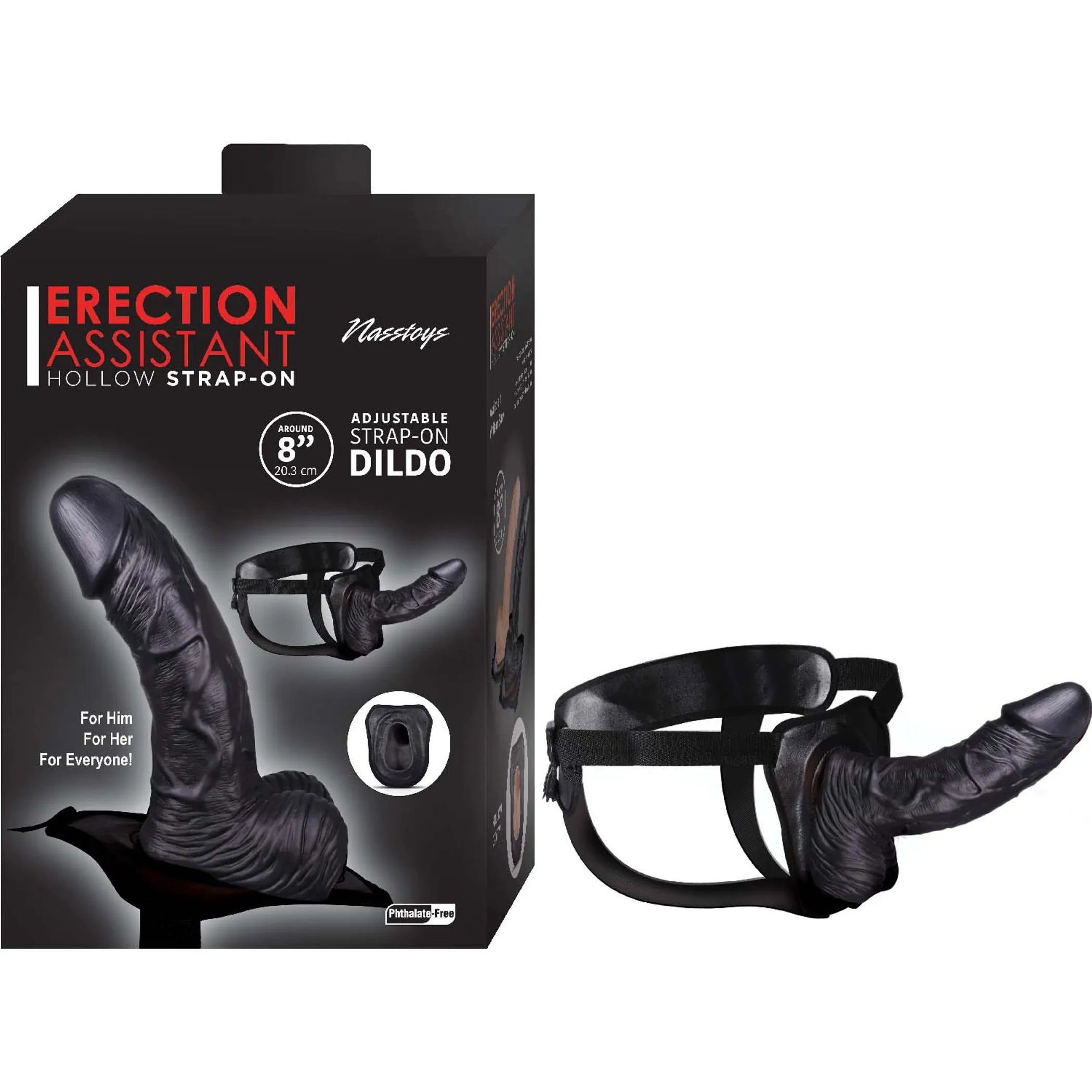 Erection Assistant Hollow Strap-On 8 Black Nasstoys