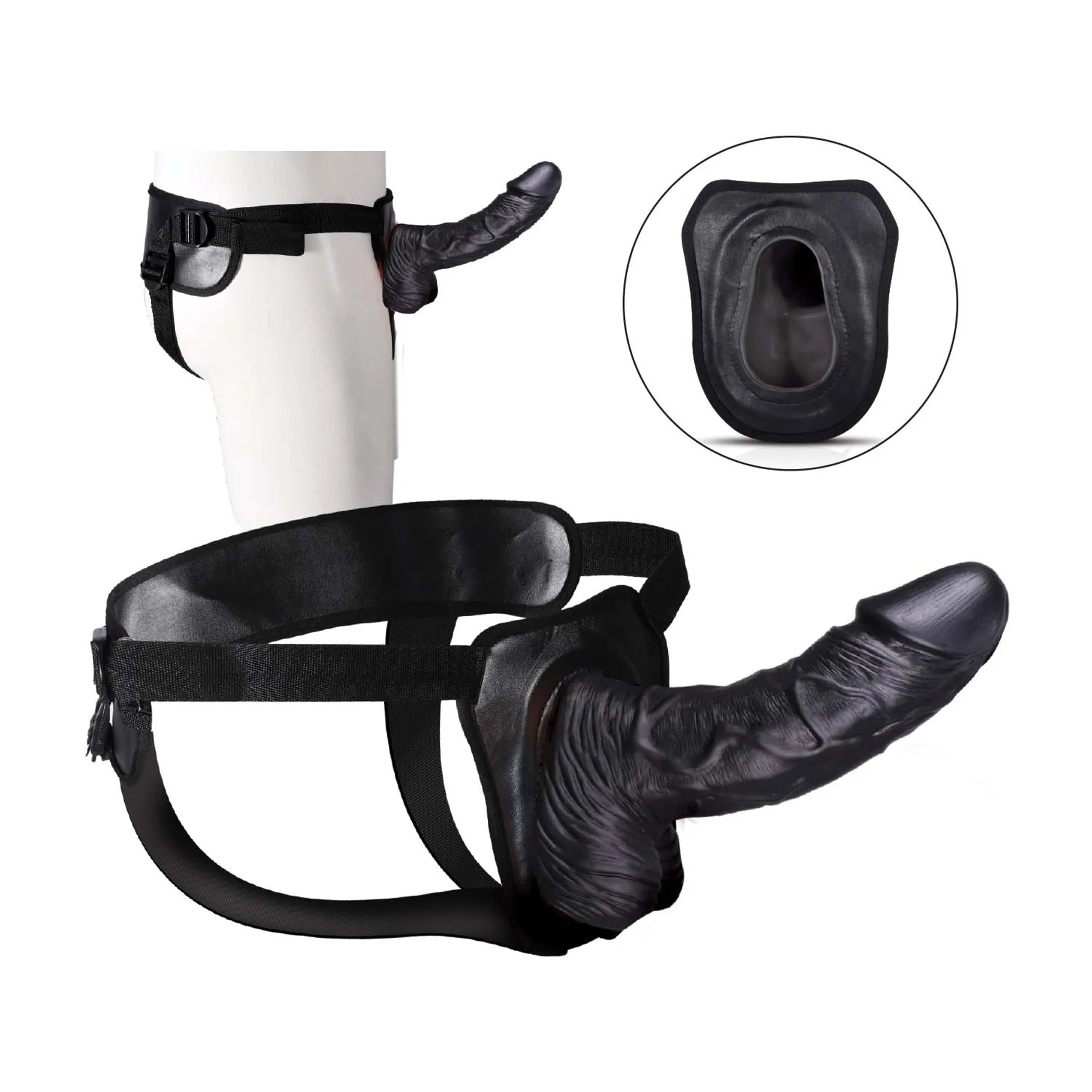 Erection Assistant Hollow Strap-On 8 Black Nasstoys