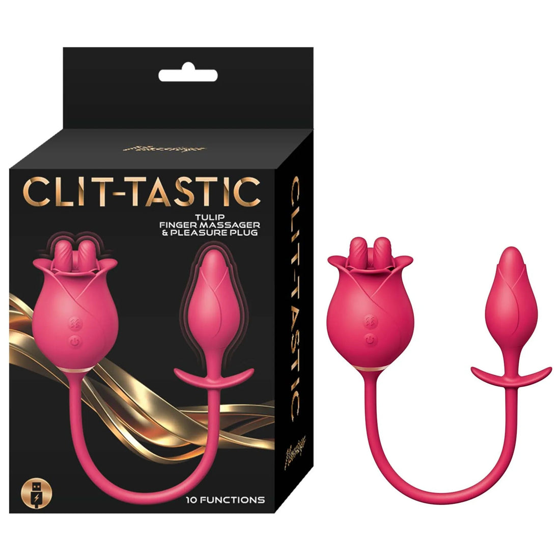 Clit-Tastic Tulip Finger Massager & Plug Red Nasstoys