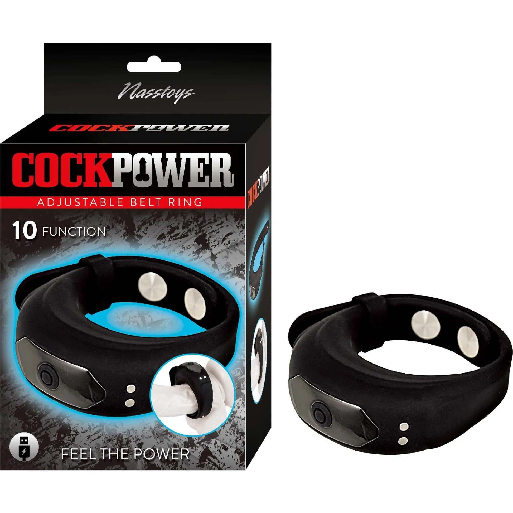 CockPower Adjustable Belt Ring Black Nasstoys