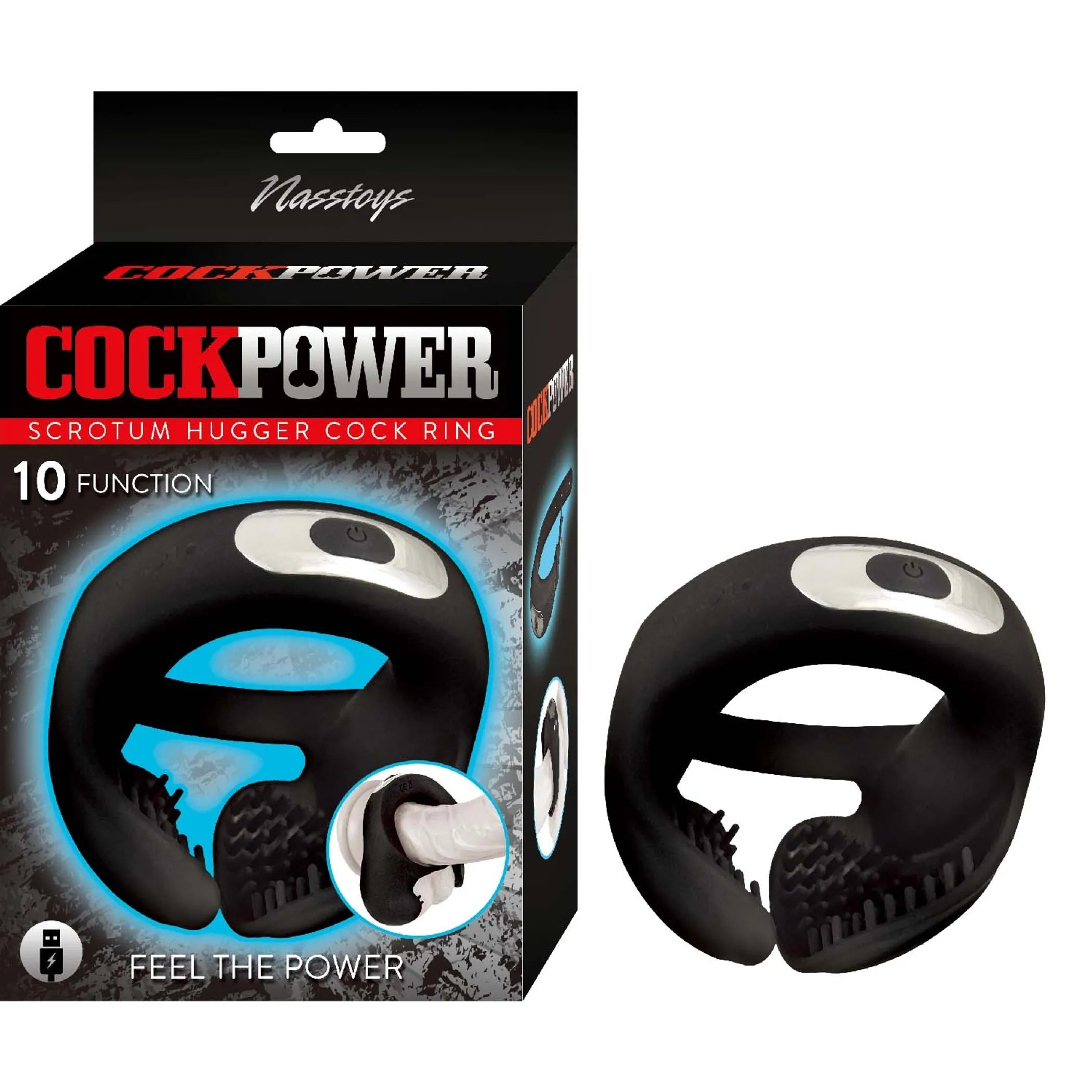Cockpower Scrotum Hugger Cock Ring Black Nasstoys