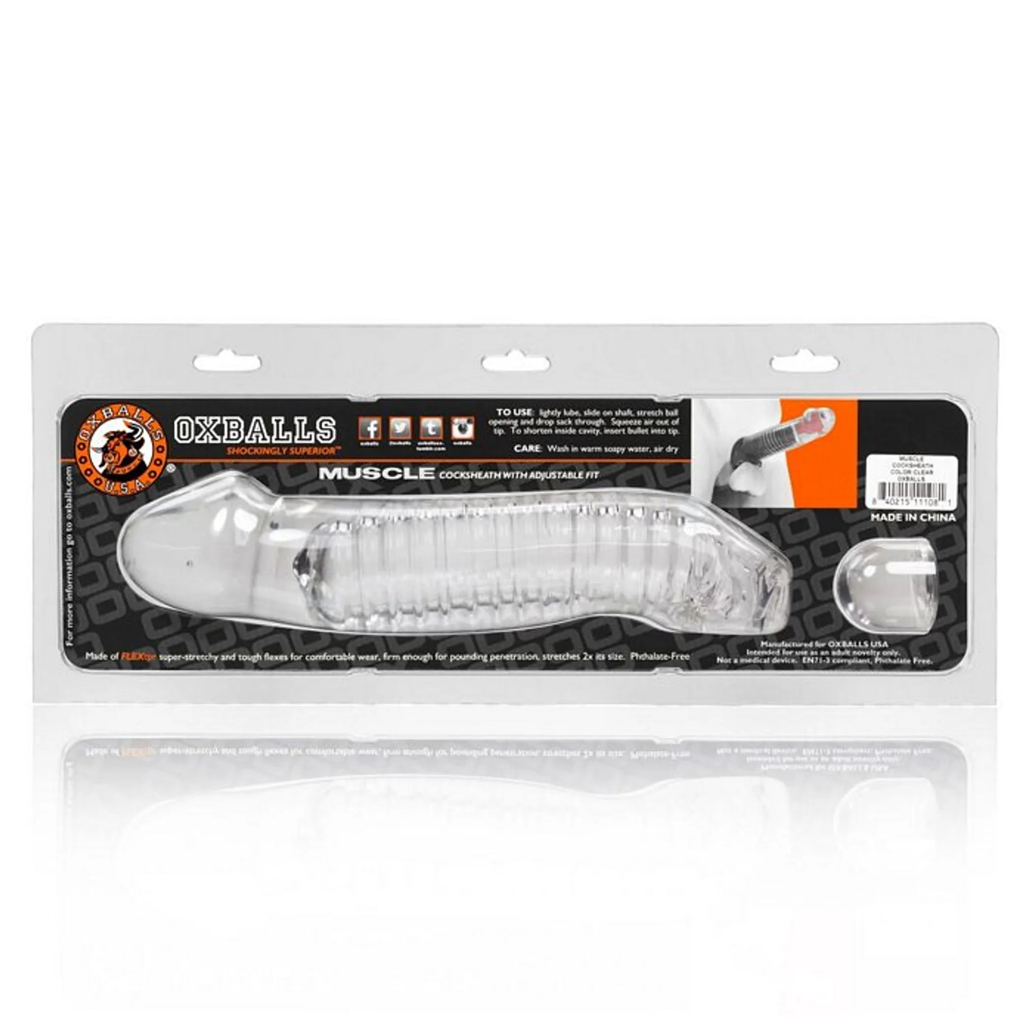 Muscle Smooth Cocksheath with Length Inset – Clear Oxballs
