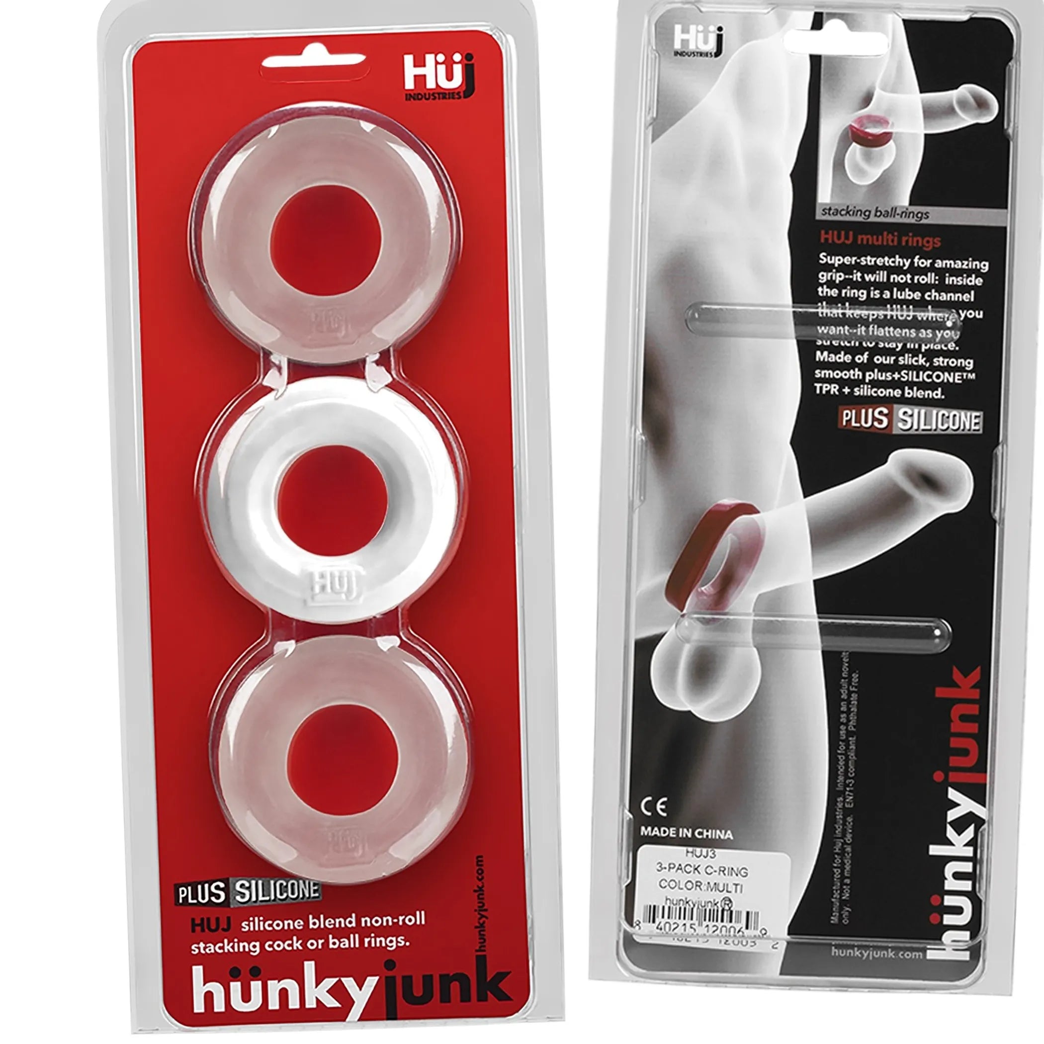Hunkyjunk HUJ C-Ring 3 Pack White Ice & Clear OXBALLS